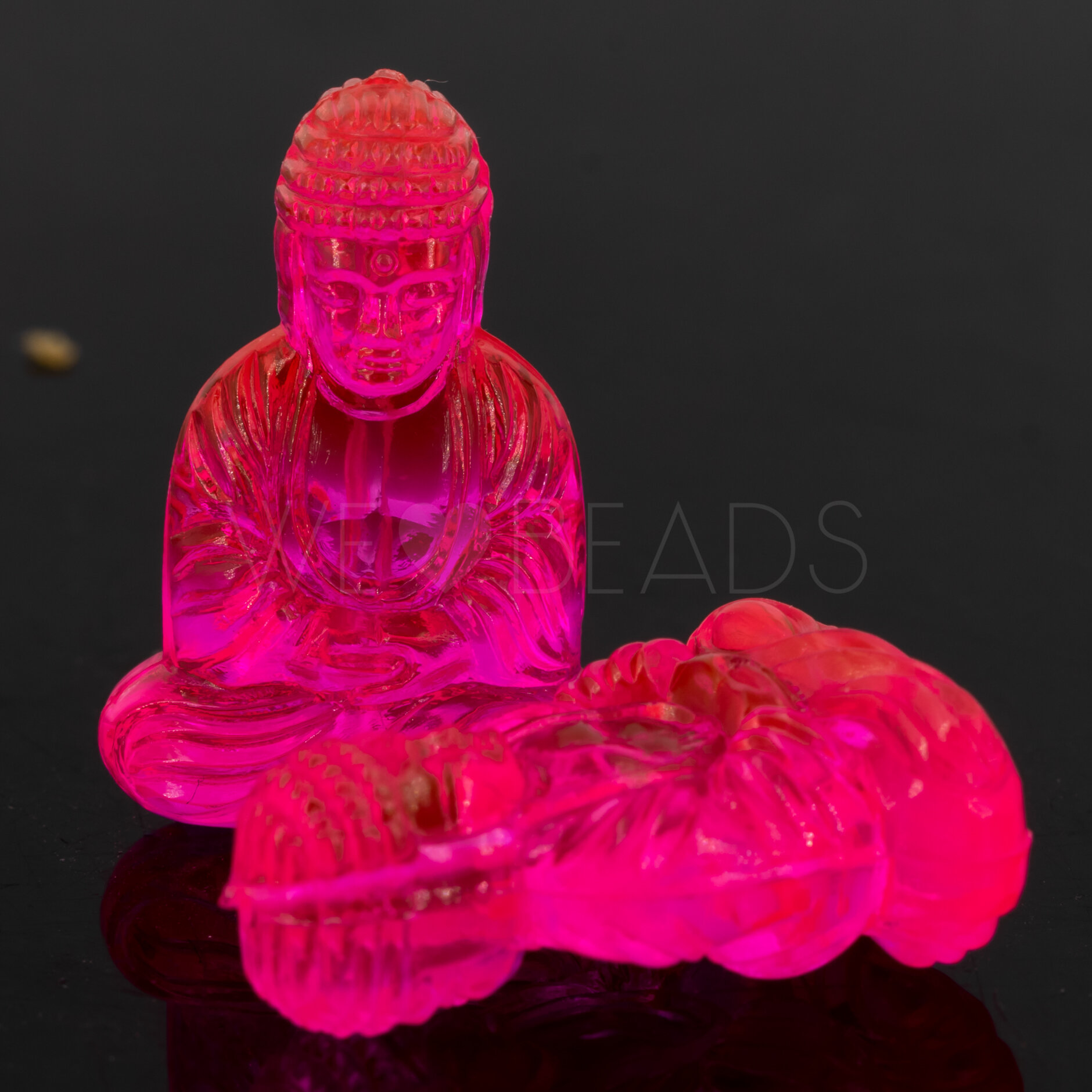 25x18 Buddha-Perle sitzend in neonpink Transparent