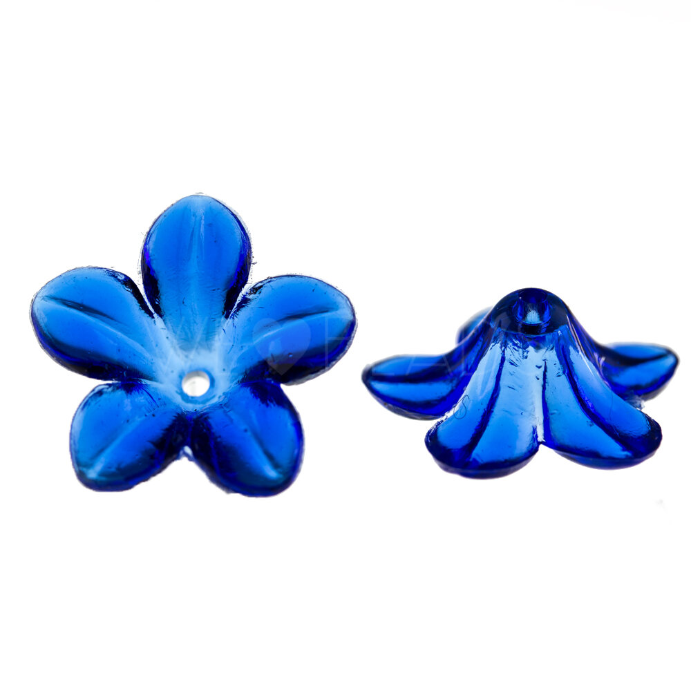 14mm Flower Beads in blue