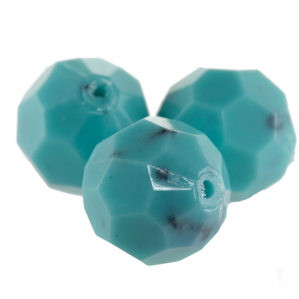 4mm  facettierte Rundperle in  türkis  gepunktet Marmor