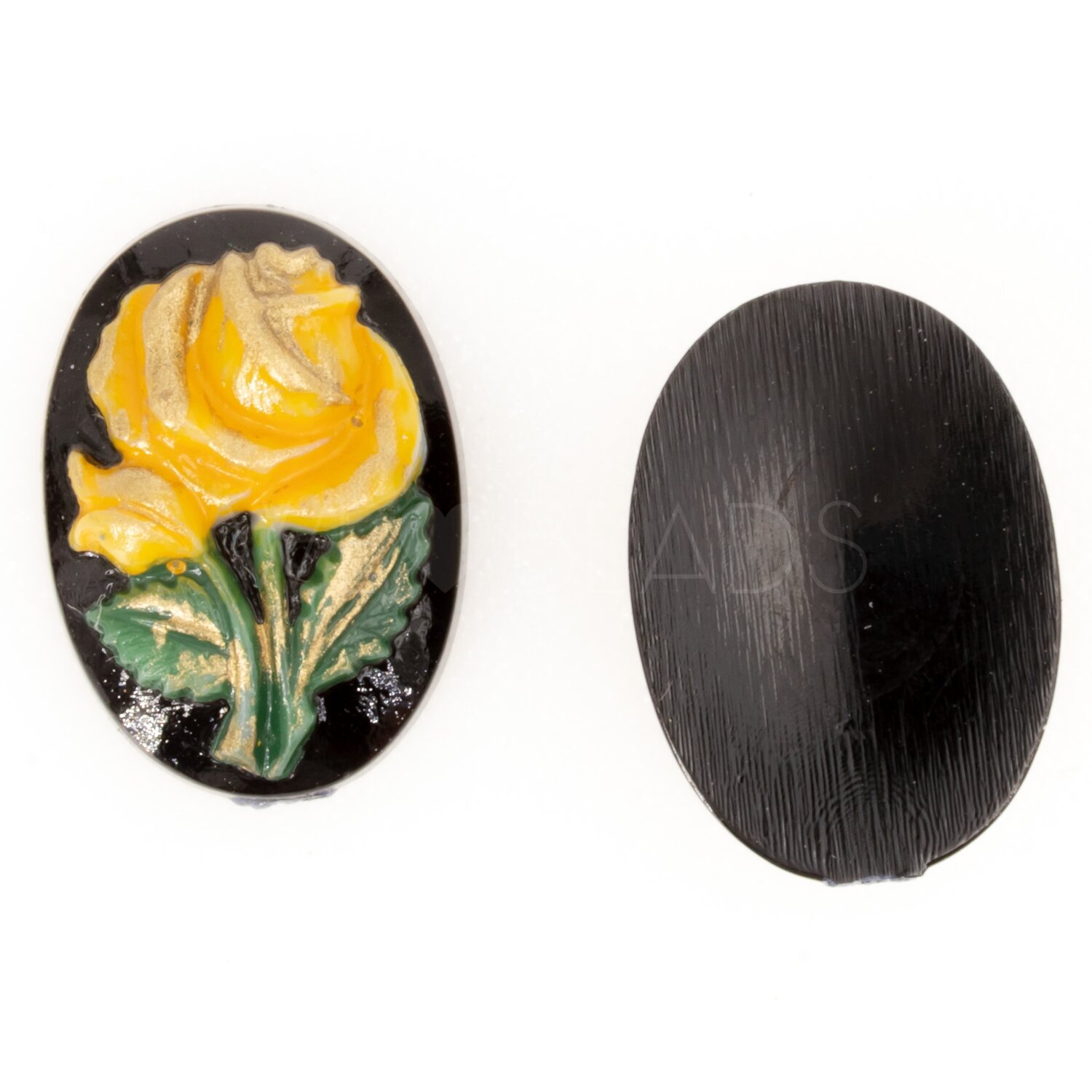  Kamee oval in Schwarz / Handbemalt