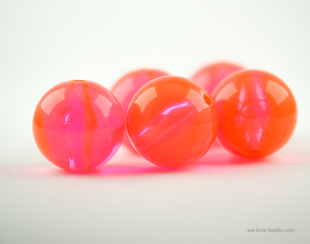 14mm Rundperle in  neonpink Transparent