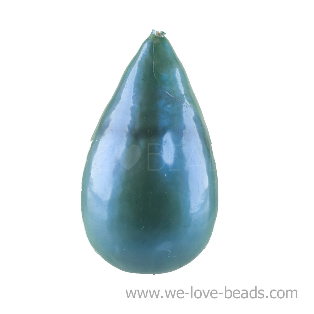 40x23 drop Paper-Mache Bead in pastel turquoise