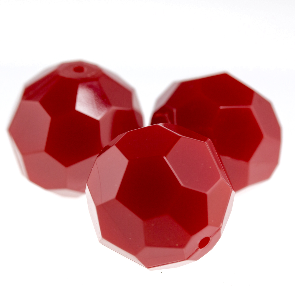 18mm  facettierte Rundperle in  tomatenrot Satt