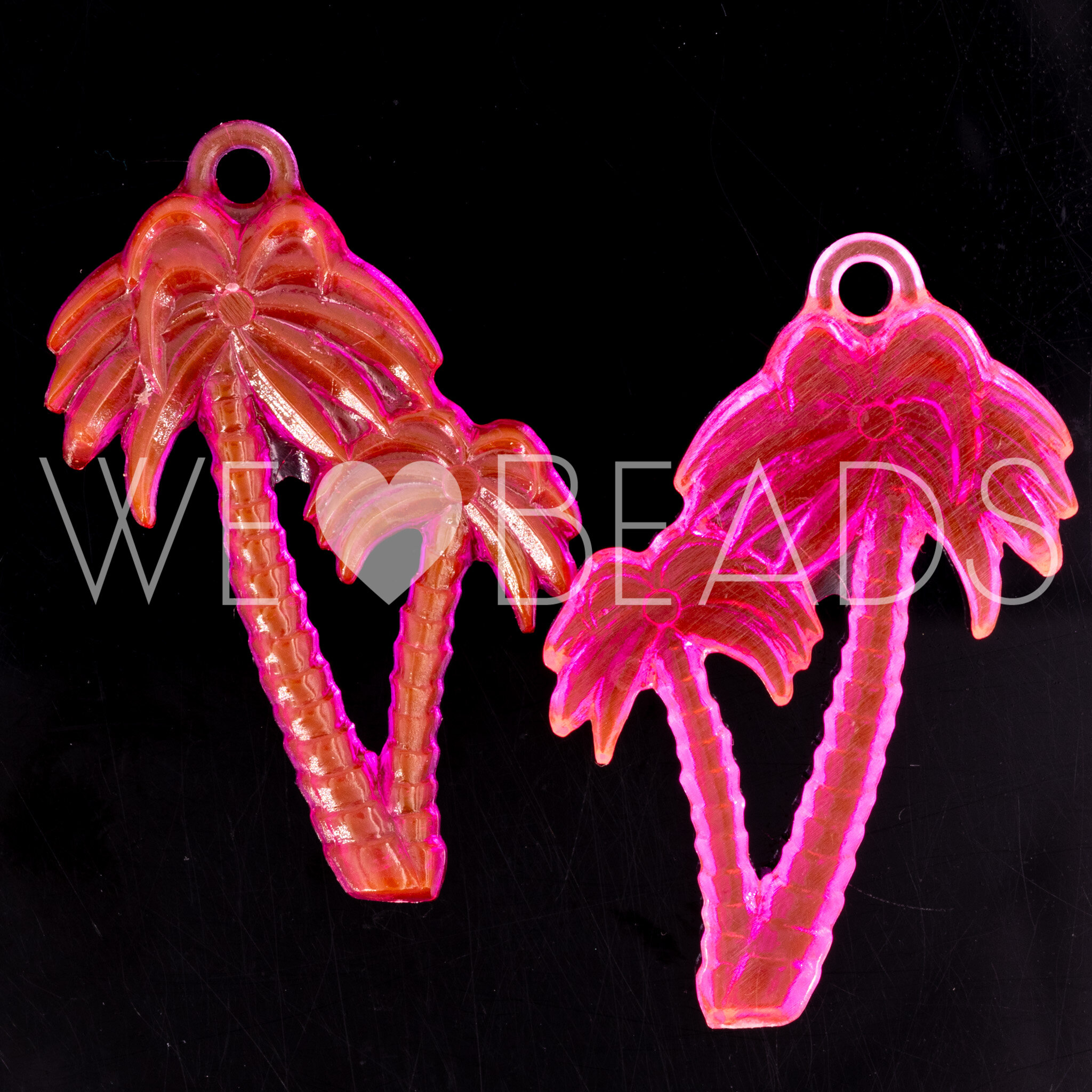 42x28 Palme Anhänger in himbeerrosa neon Transparent