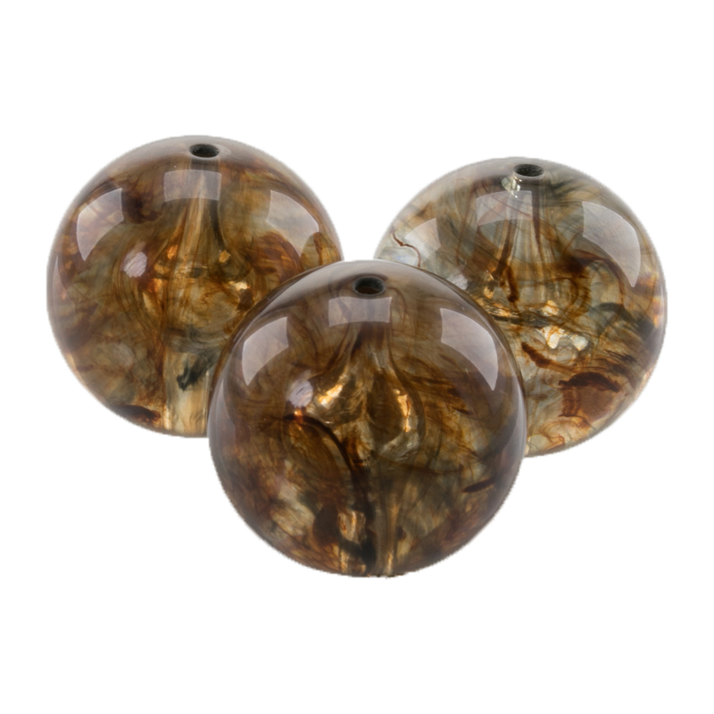 25mm Rundperle in  mandelbraun  Marmor