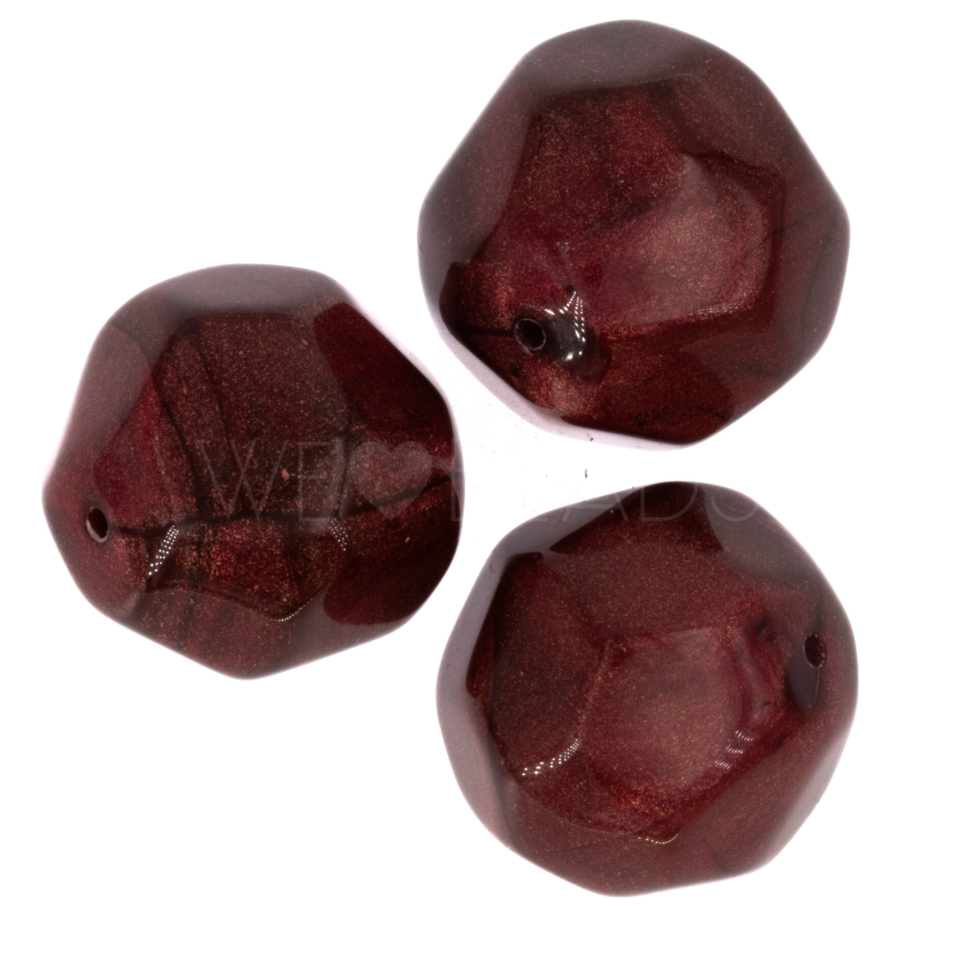 21mm Perle Barock in Rubinrot 