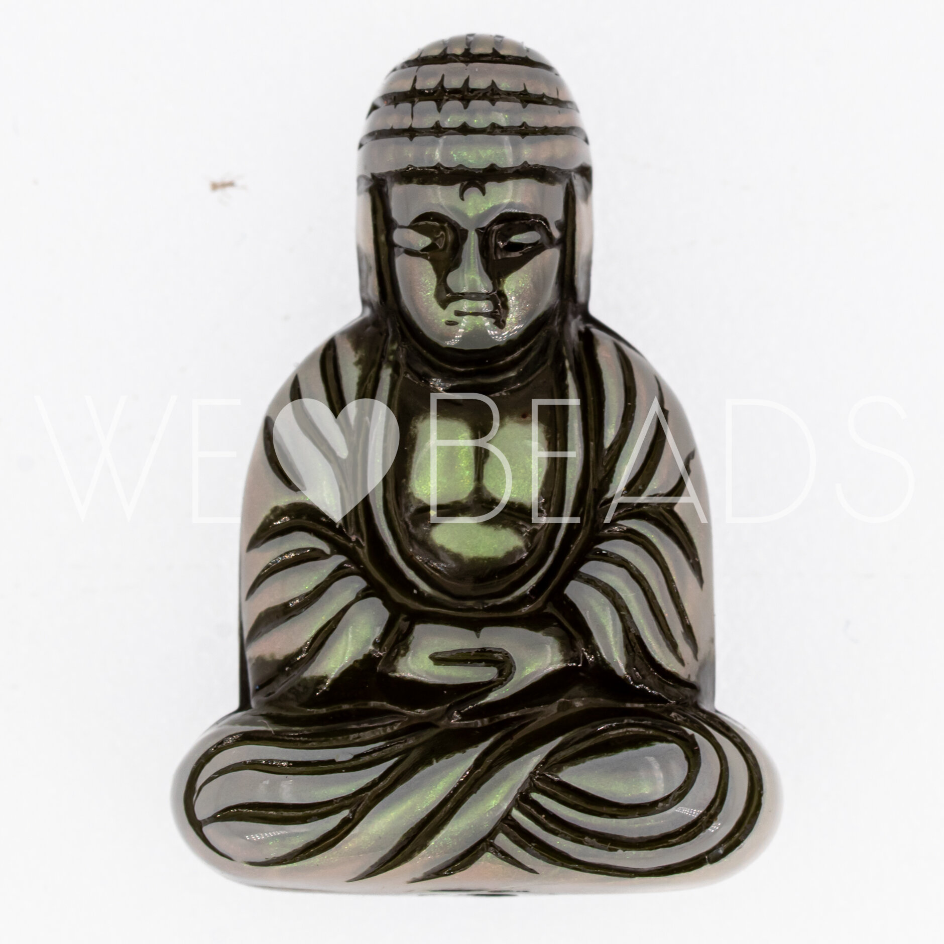 25x18 Buddha-Perle sitzend in weiß -schwarz 2-Farbig