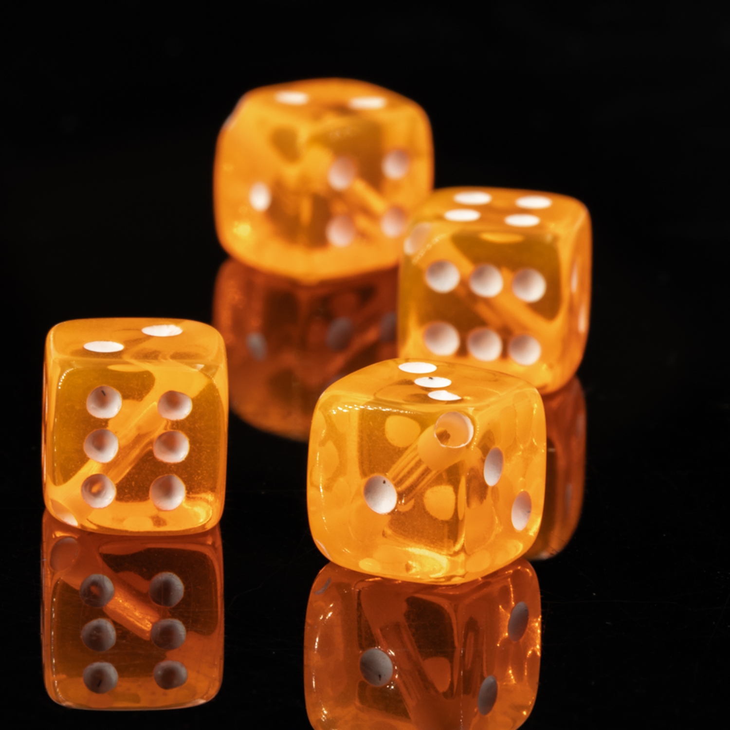  8mm Dice bead - neon orange / white Translucent, in