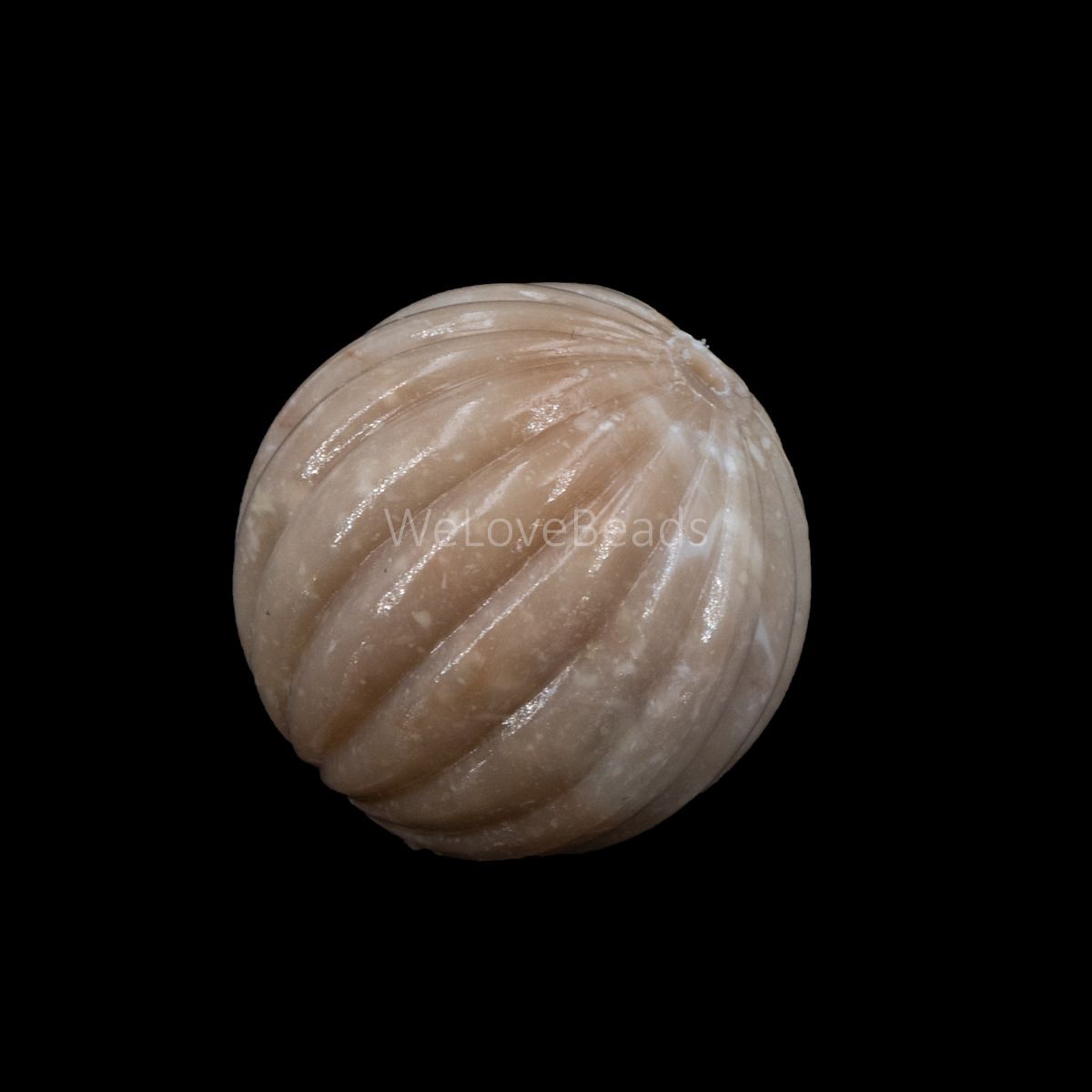 16mm gerillte Rund Perle in sesam beige