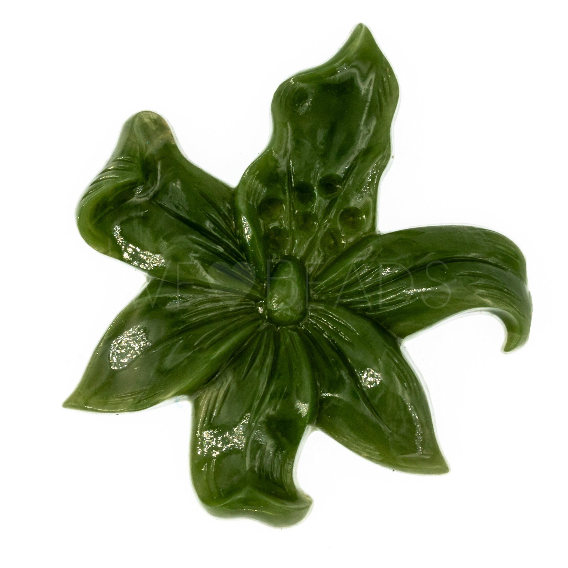 49mm Flower Cabochon in dark jade