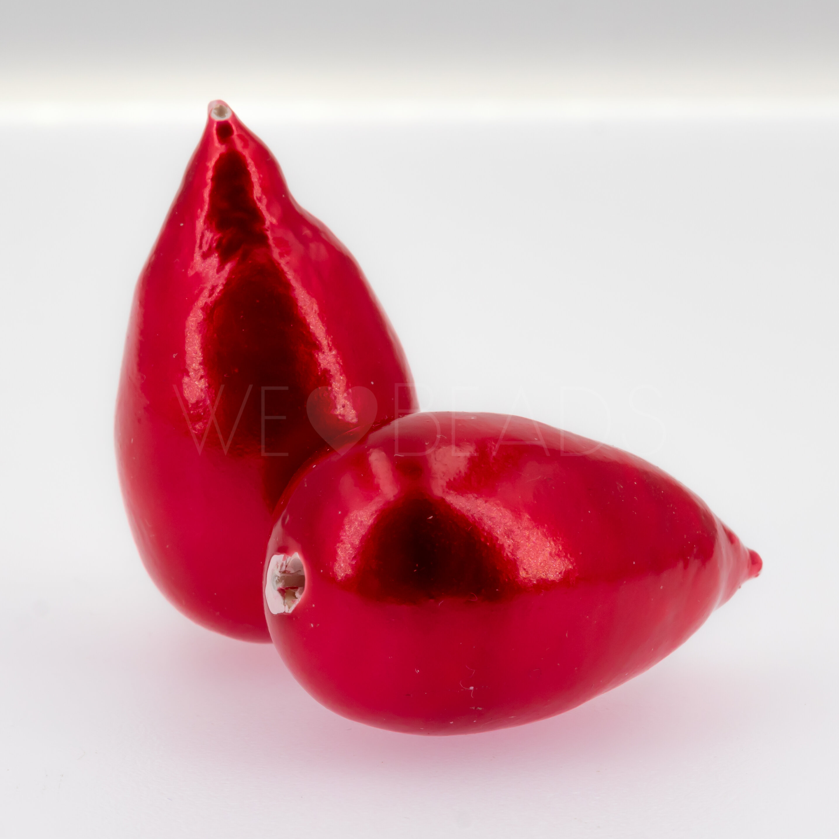 40x23 Paper-Mache Bead Tropfen in himberwein rot