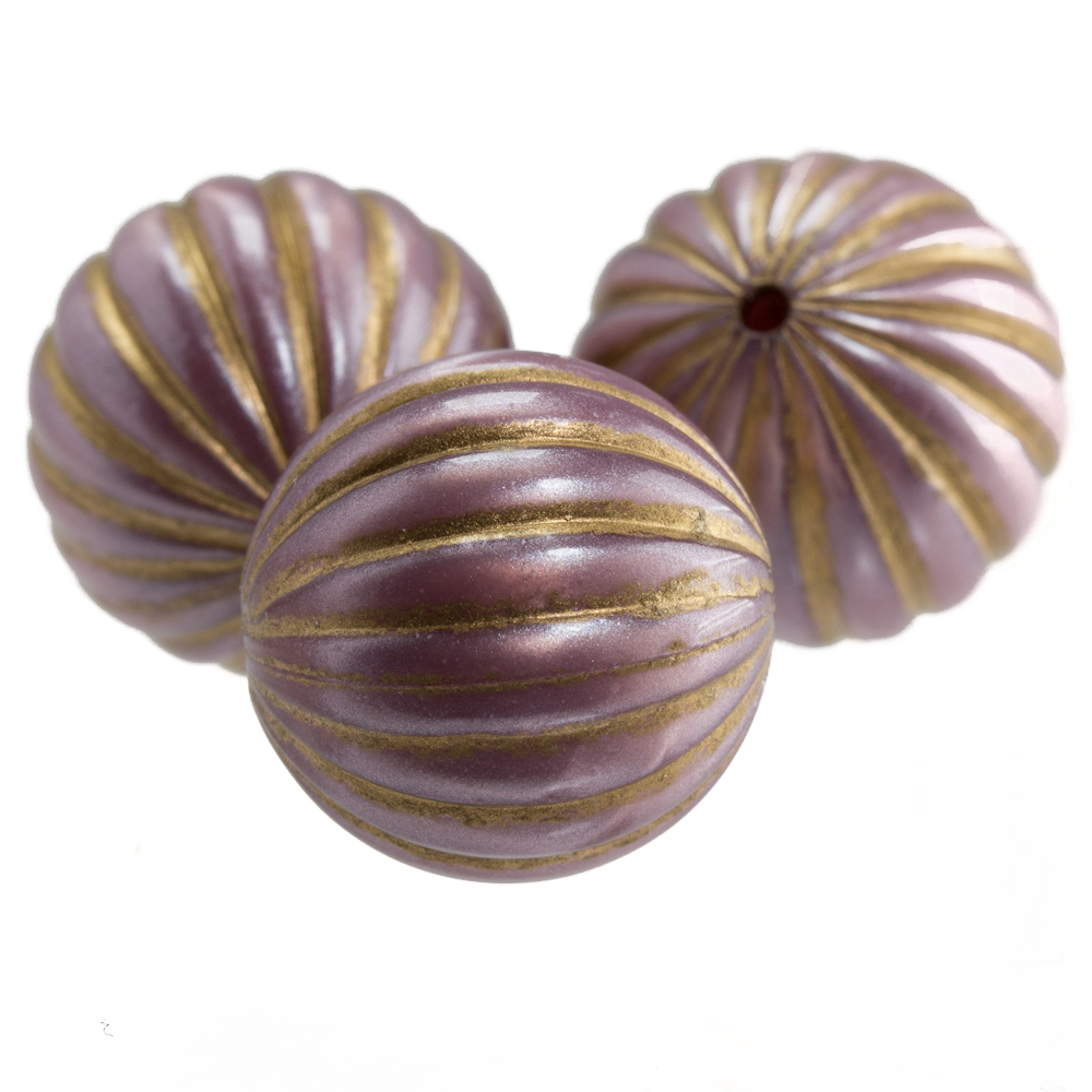 18mm gerillte Rund Perle in perlrosa/gold