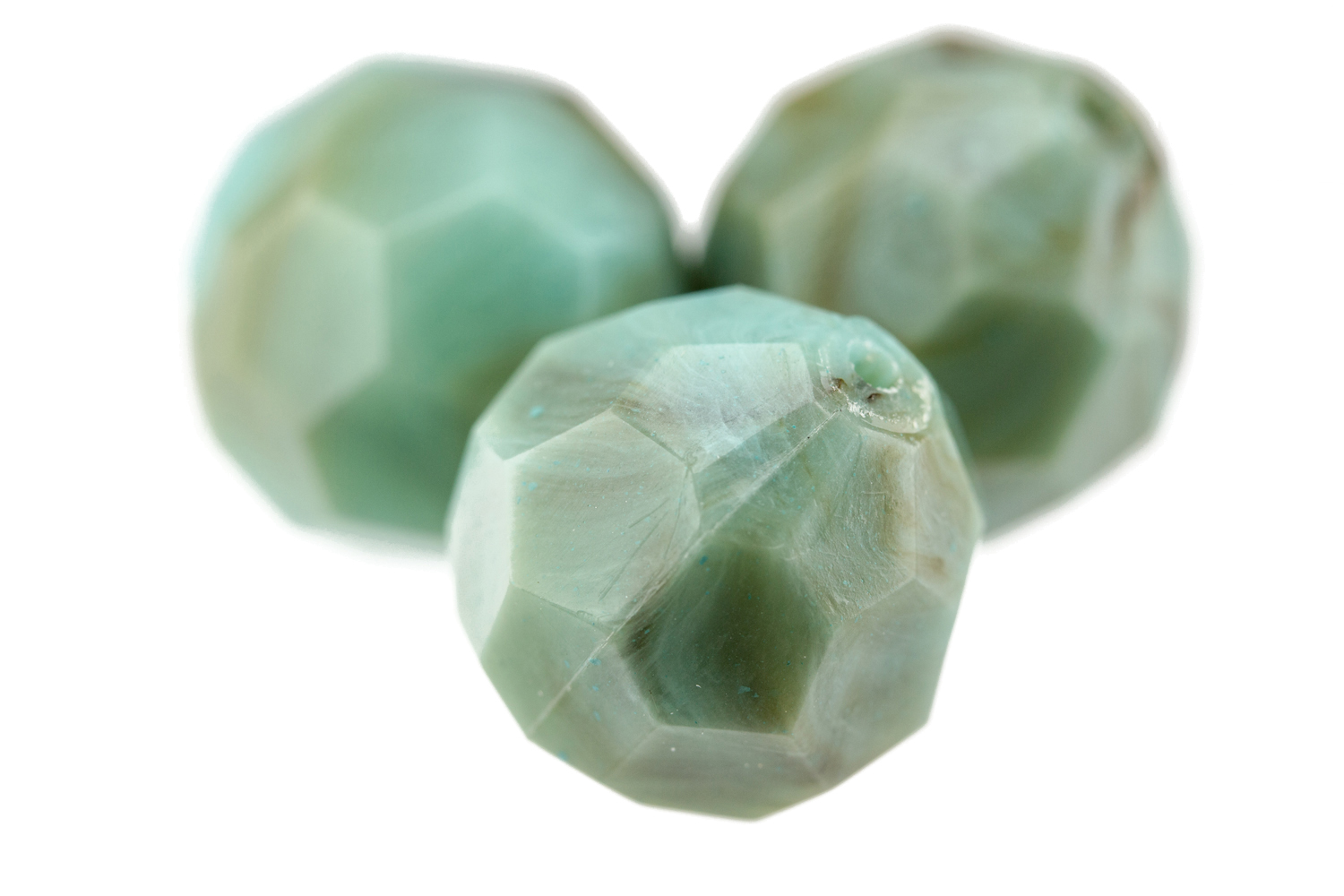 10mm  facettierte Rundperle in  türkis Marmor