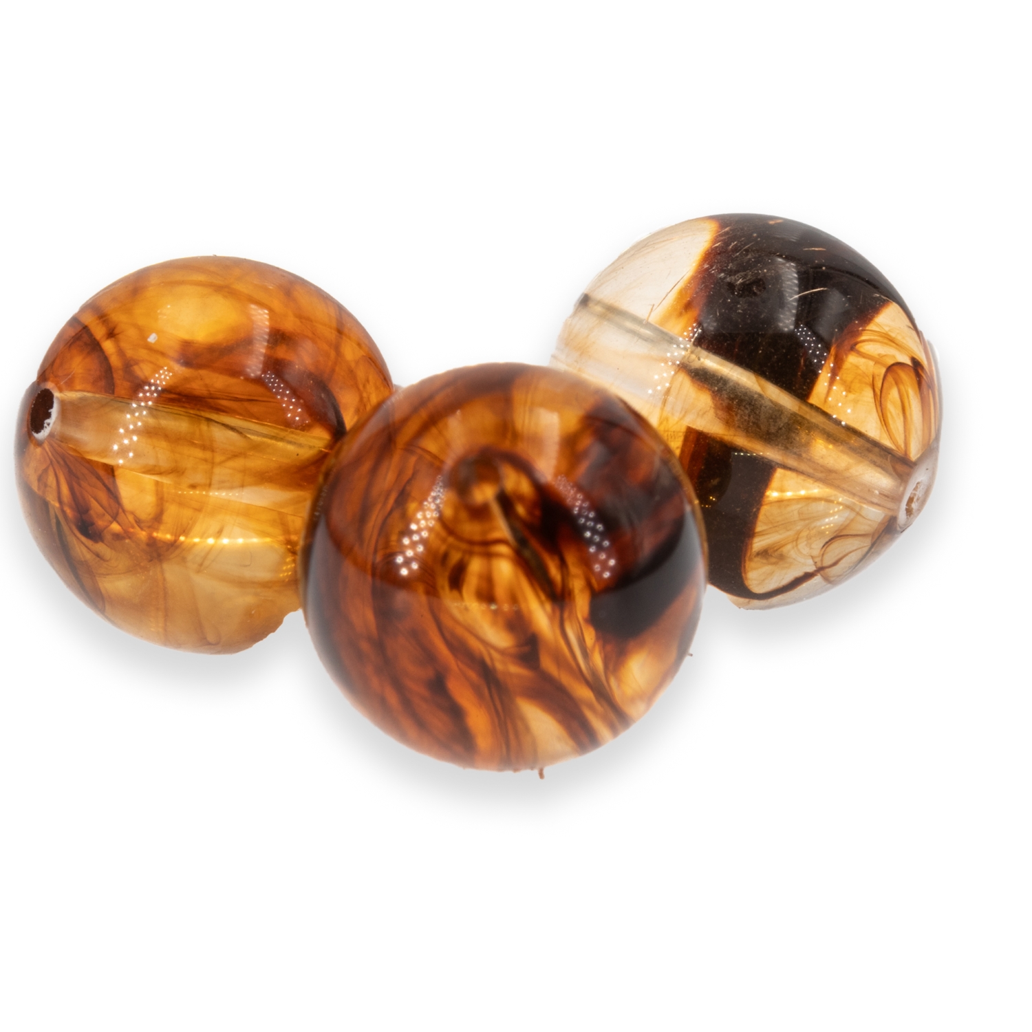 10mm Roundbead in smoky Amber Marbled, Translucent