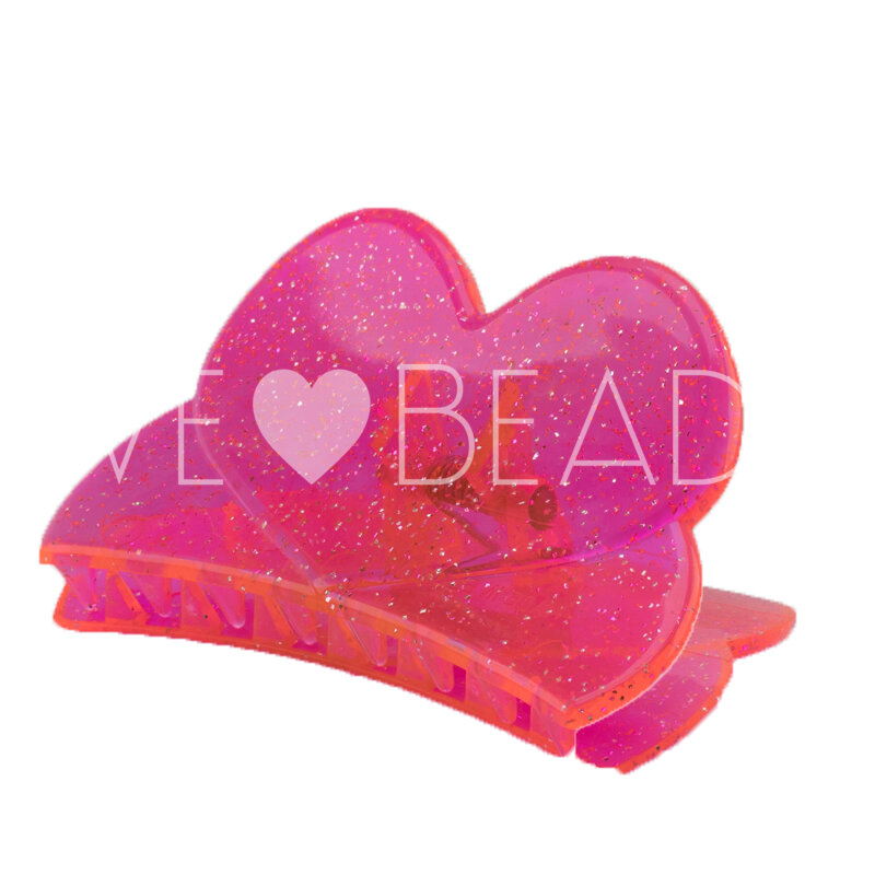 Herz Haarspange in neon pink Large