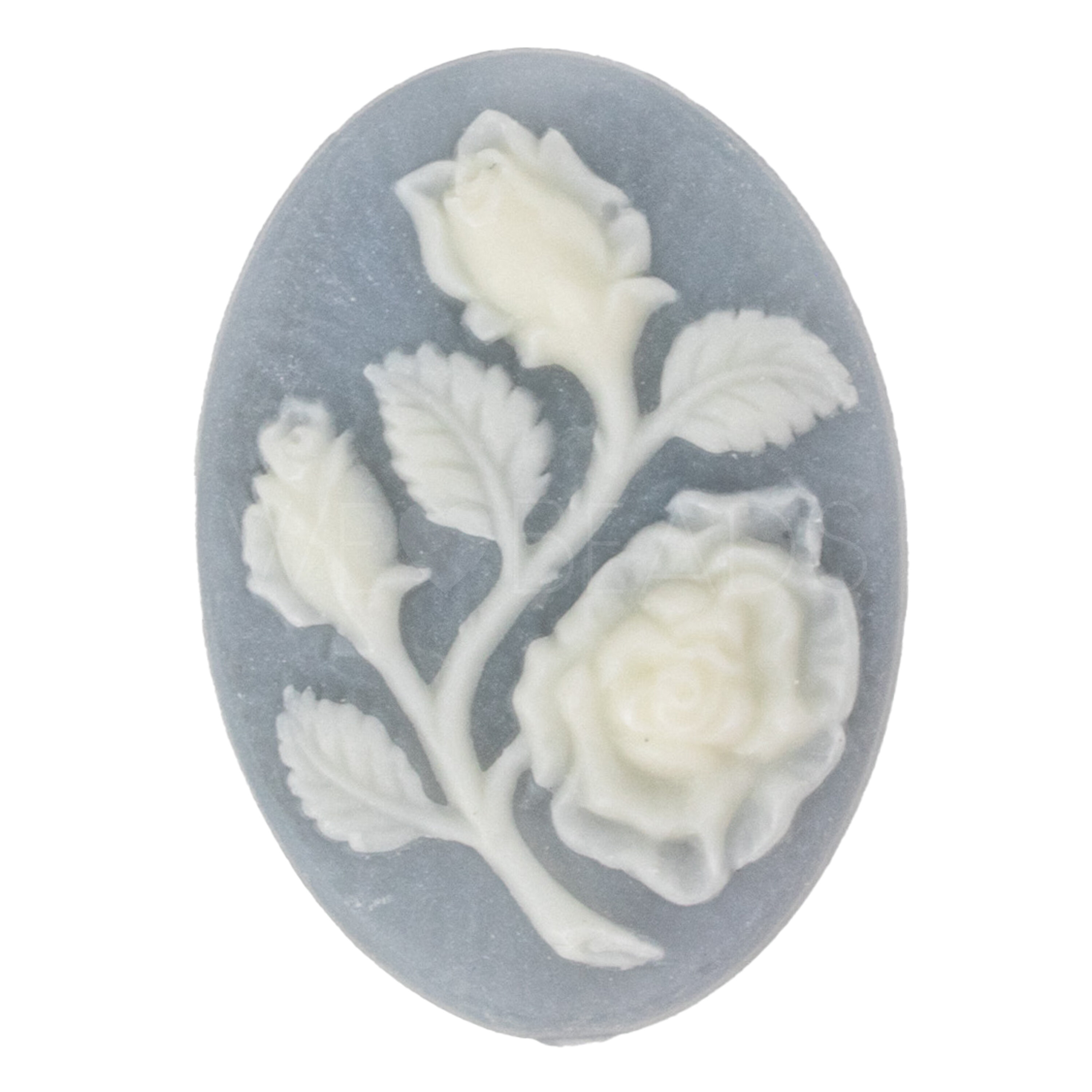 18x13 Kamee oval in Grau / Elfenbein