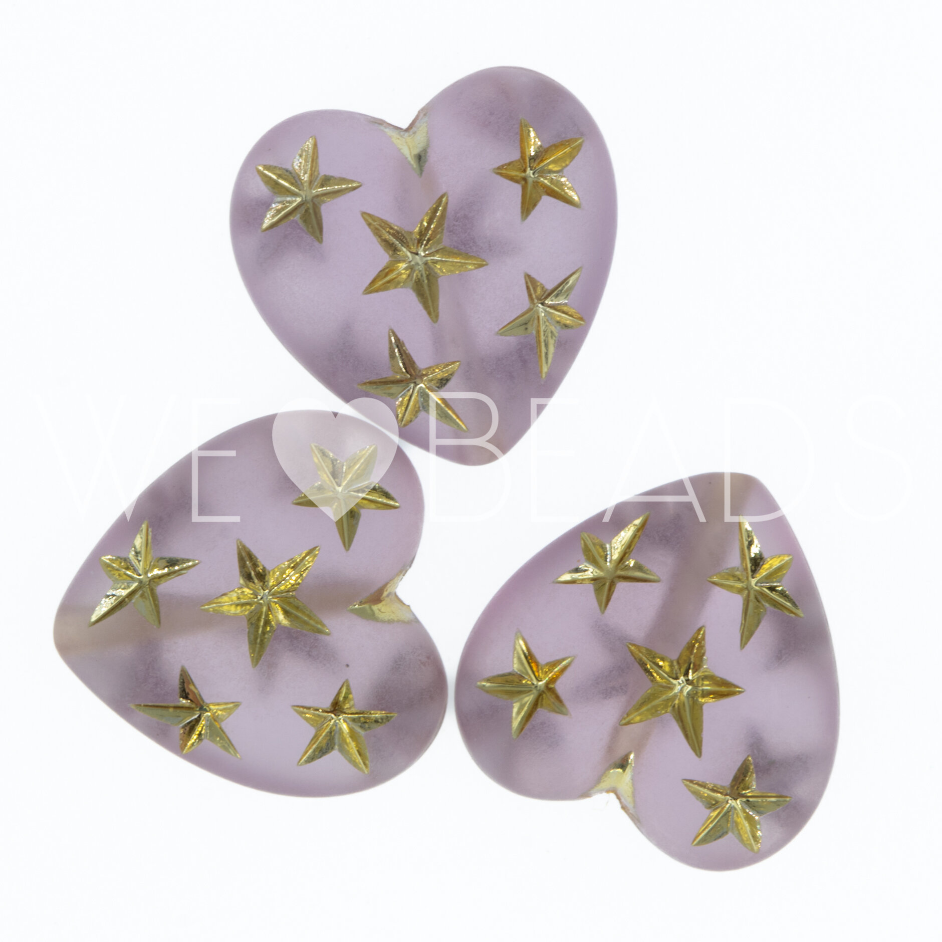 14mm Herz-Perle in Flieder  Transparent, Matt