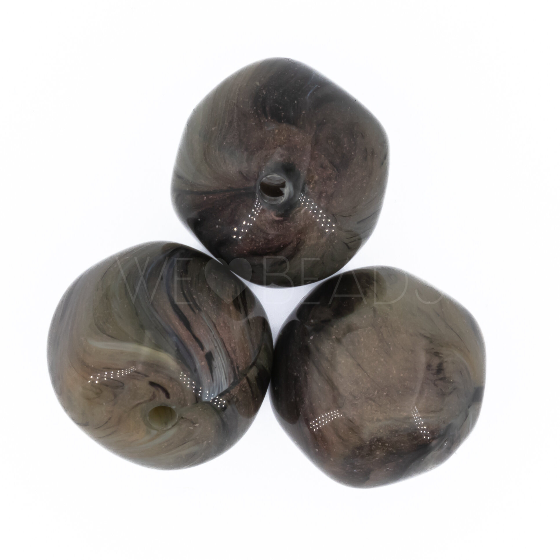 15mm baroque Beads- khaki olive Marbled