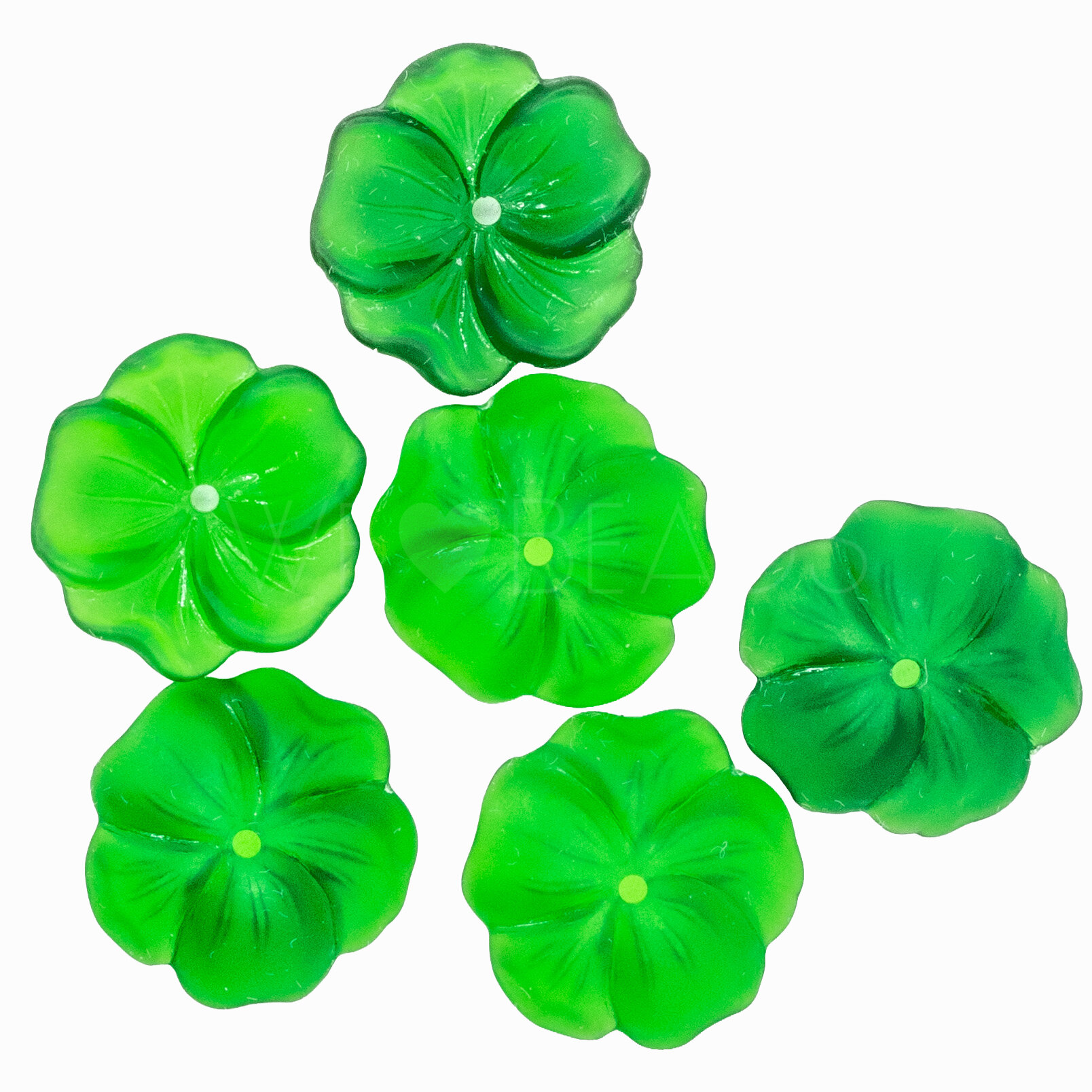 14mm Flower Beads in emerald