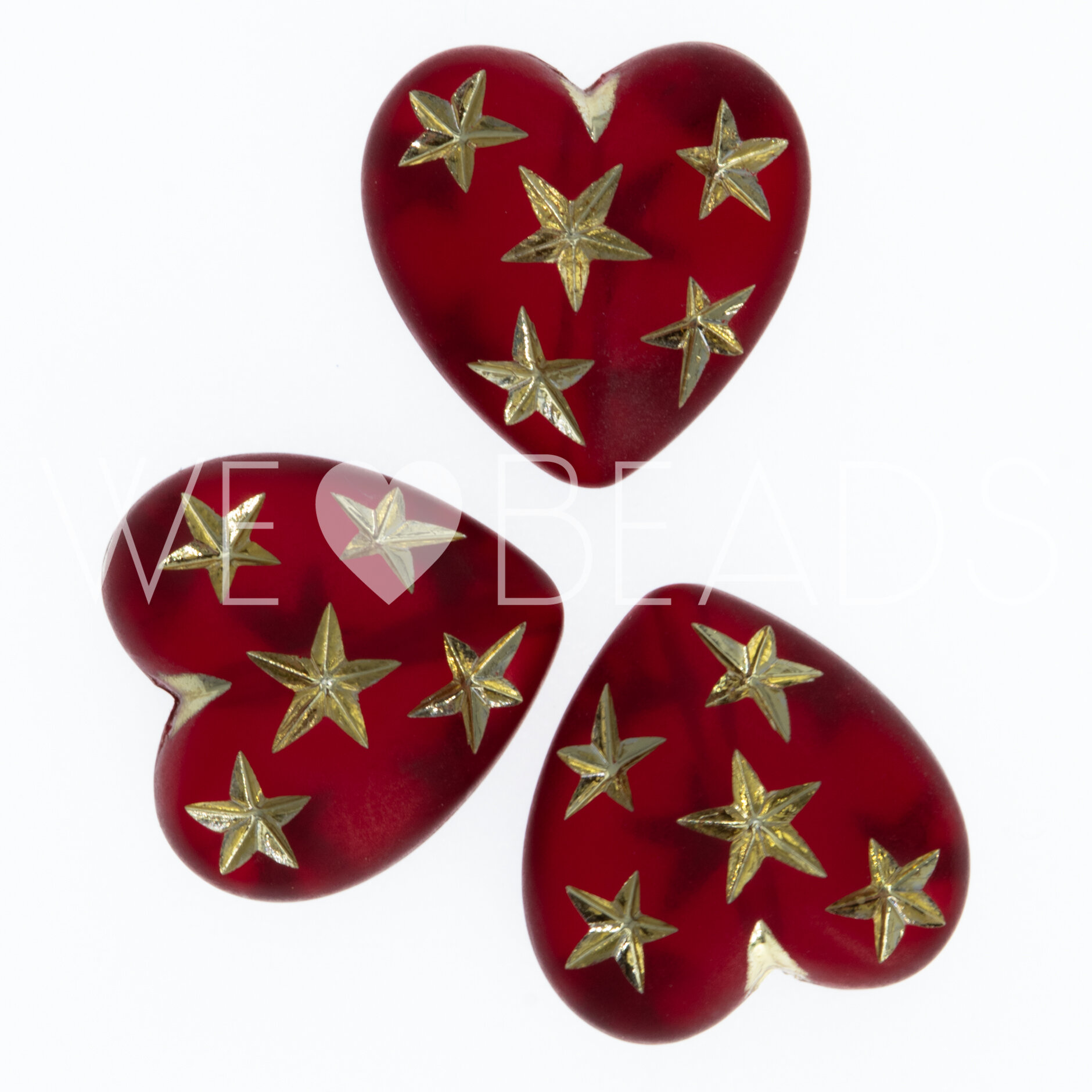 14mm Herz-Perle in rot matt gold Matt