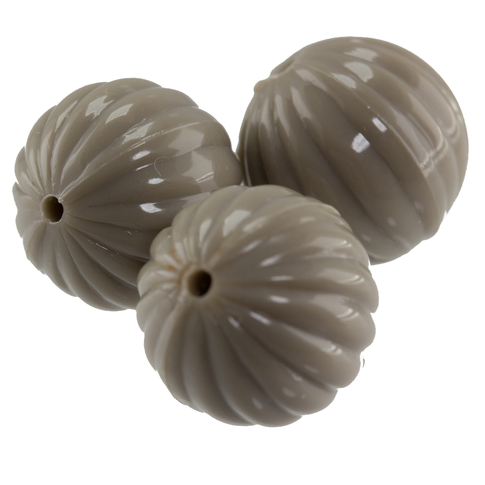 8mm gerillte Rund Perle in schlammgrau