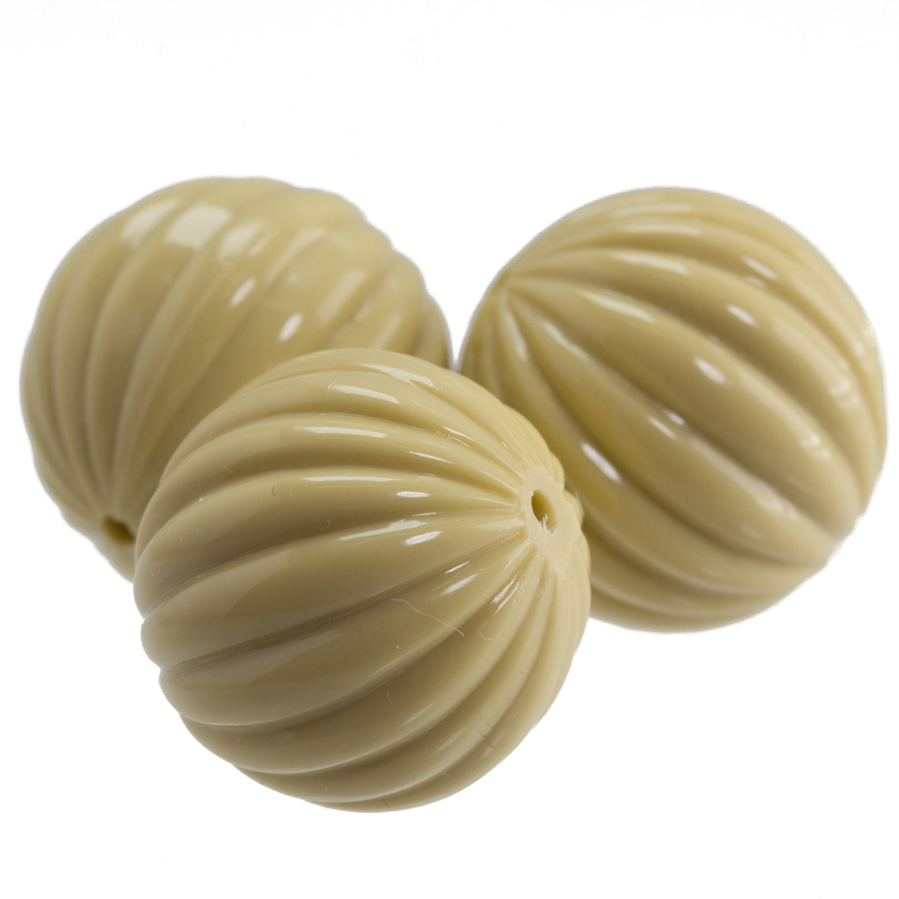 16mm grooved Round  Beads in papyrus brown