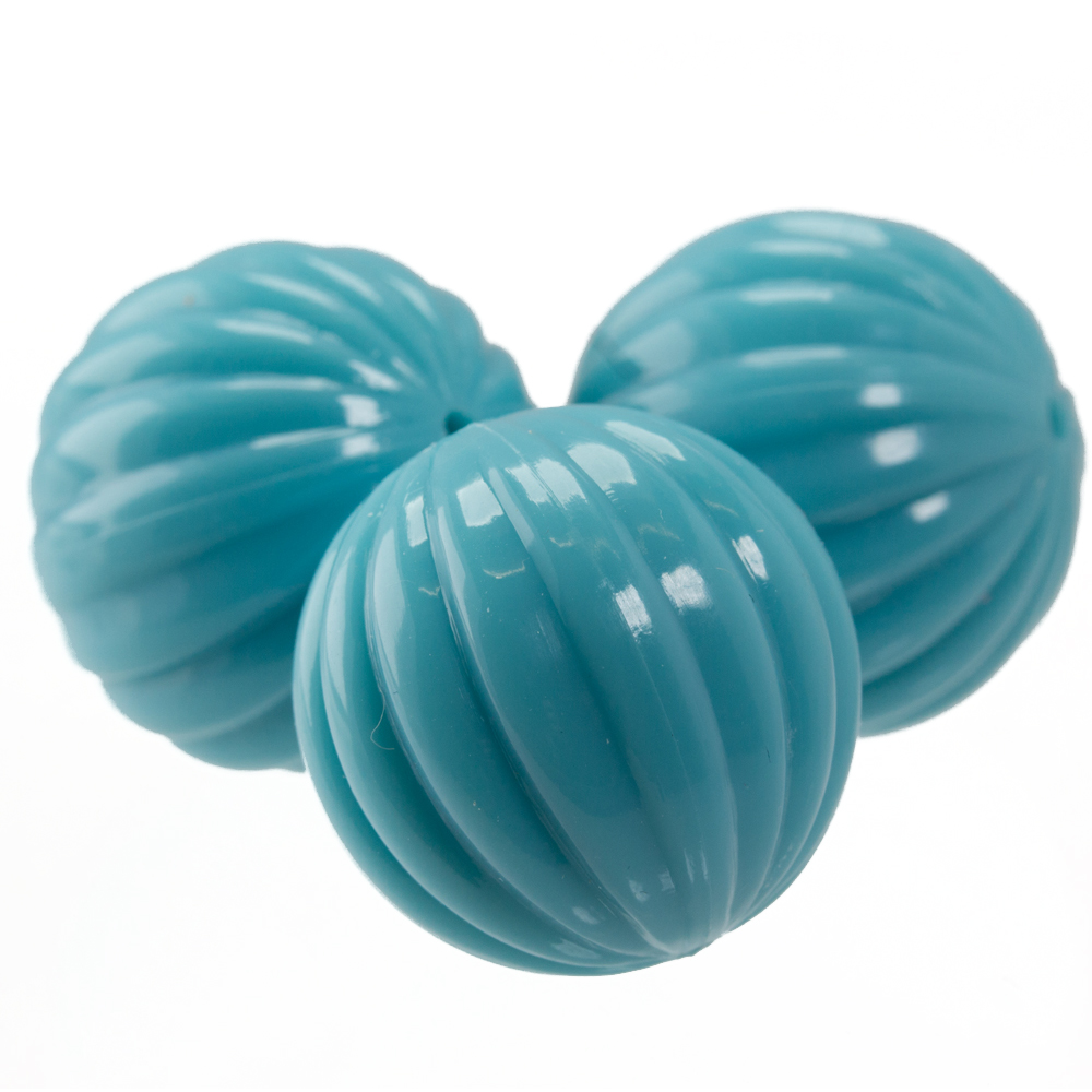 18mm gerillte Rund Perle in türkis