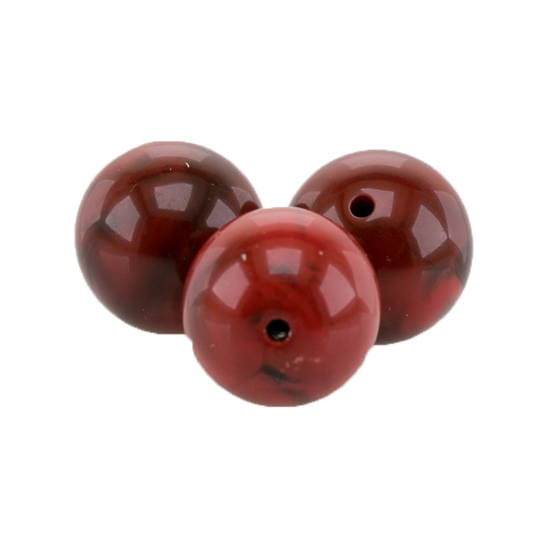 10mm Rundperle in  dunkelrot Marmor