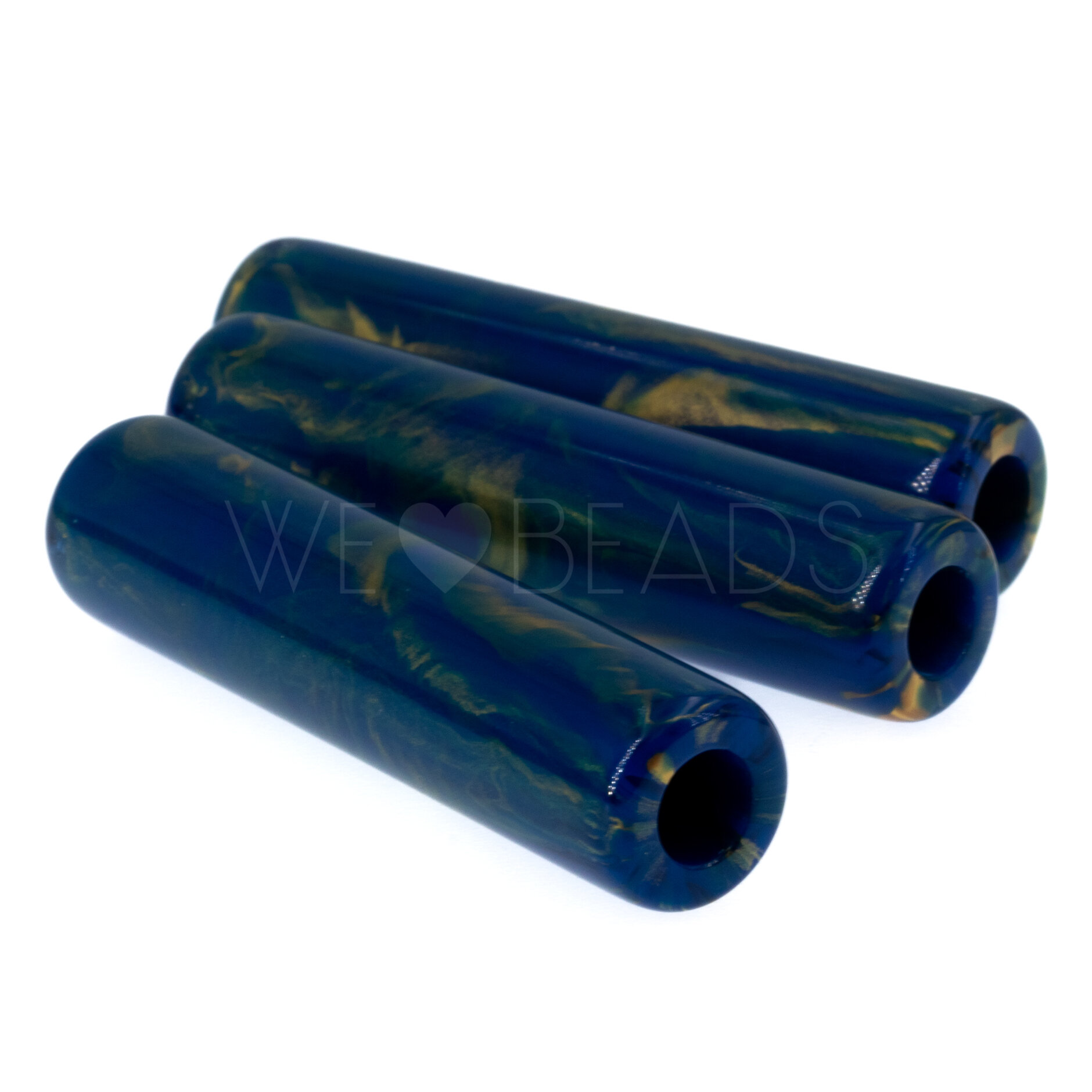 50x12 tube Beads in Lapis blue