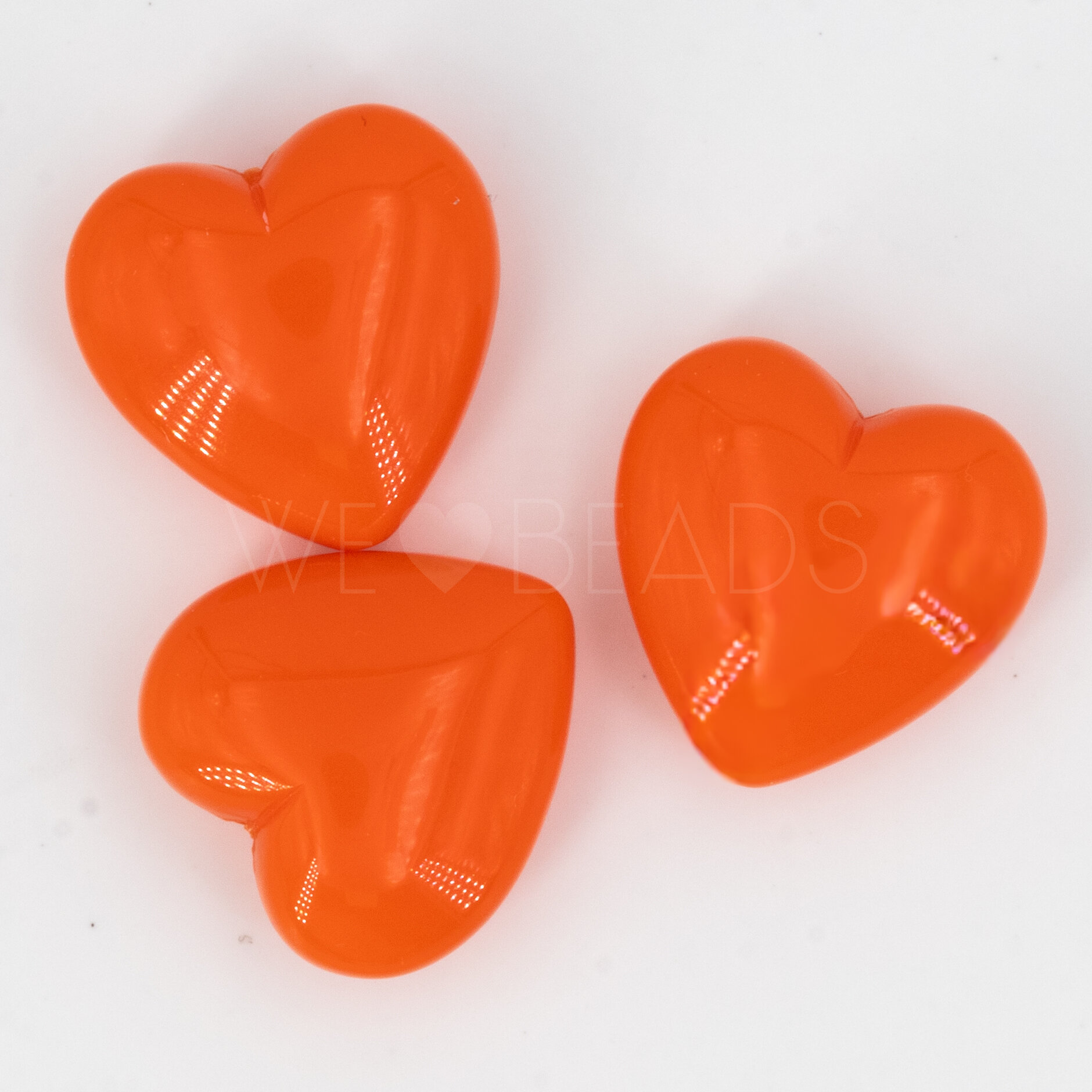 18mm Heart Beads in orange