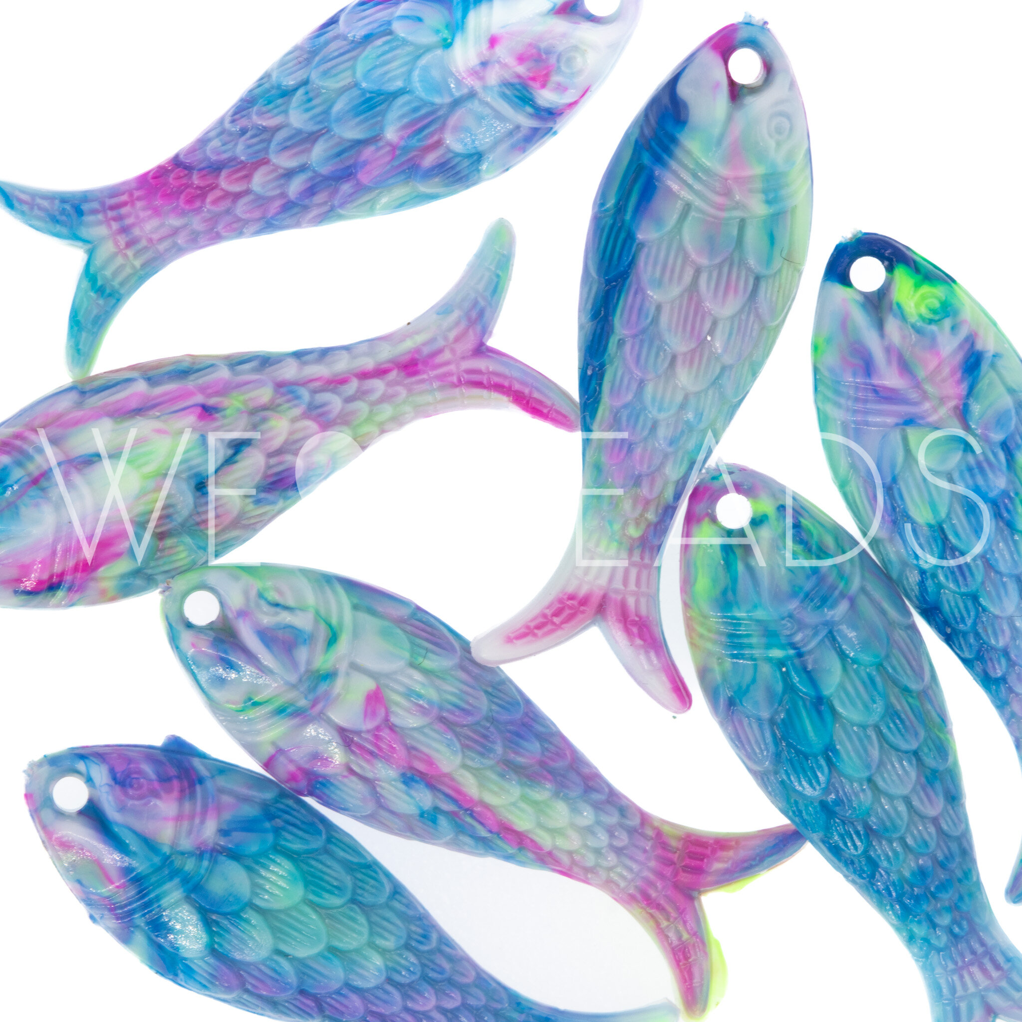 27x9 Fisch Charm in ocean blue Marbled