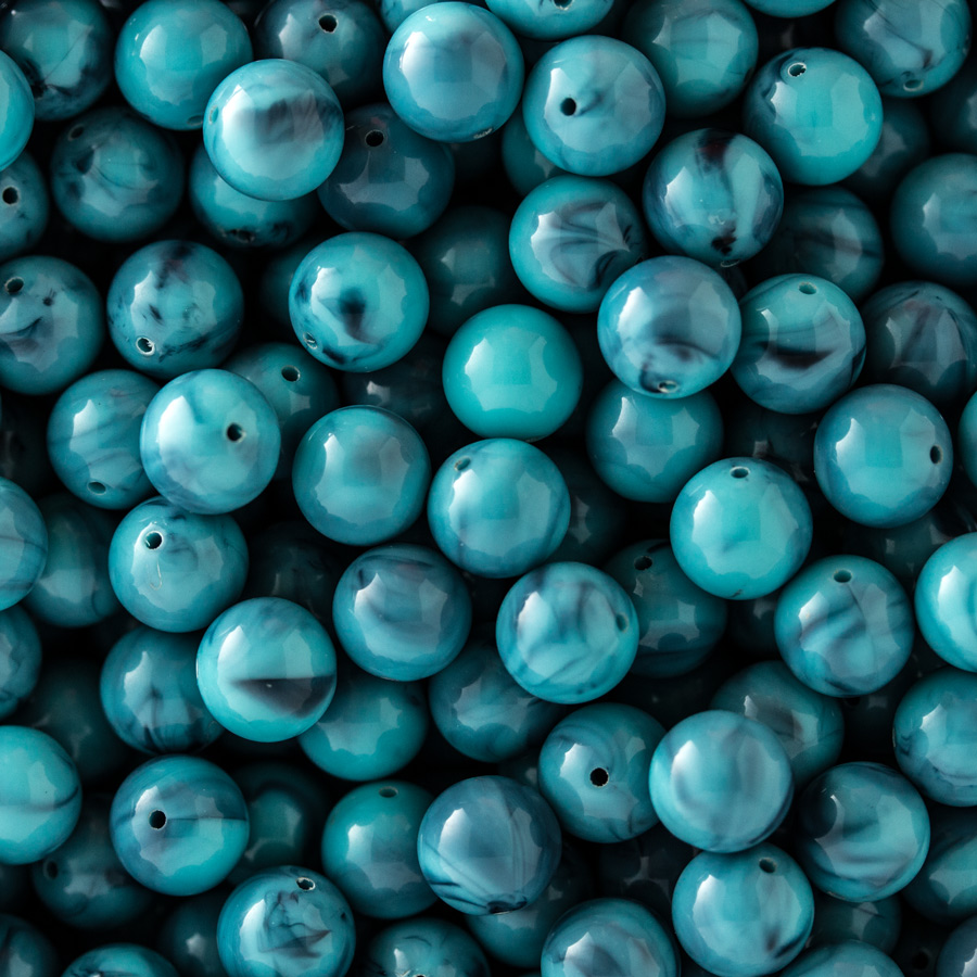 10mm Roundbead in turquoise Marbled
