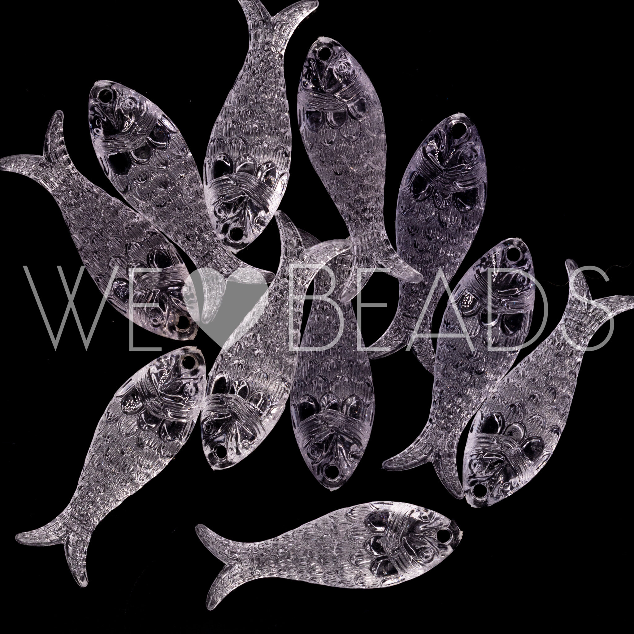27x9 Fisch Anhänger in kristall mix Transparent