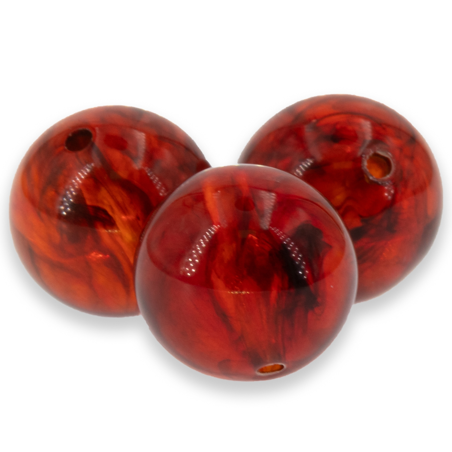 10mm Rundperle in  rotbraun Marmor