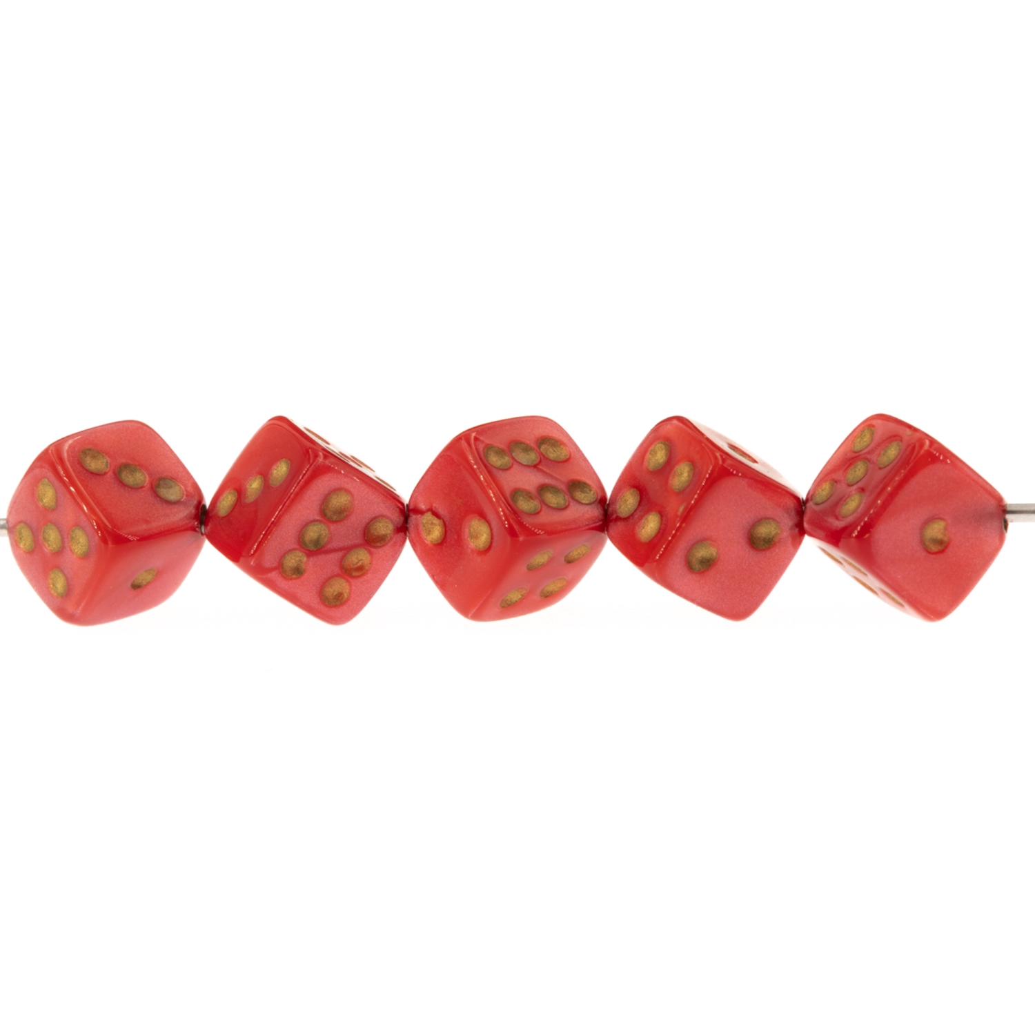  8mm Dice bead - burning rose Silk, in