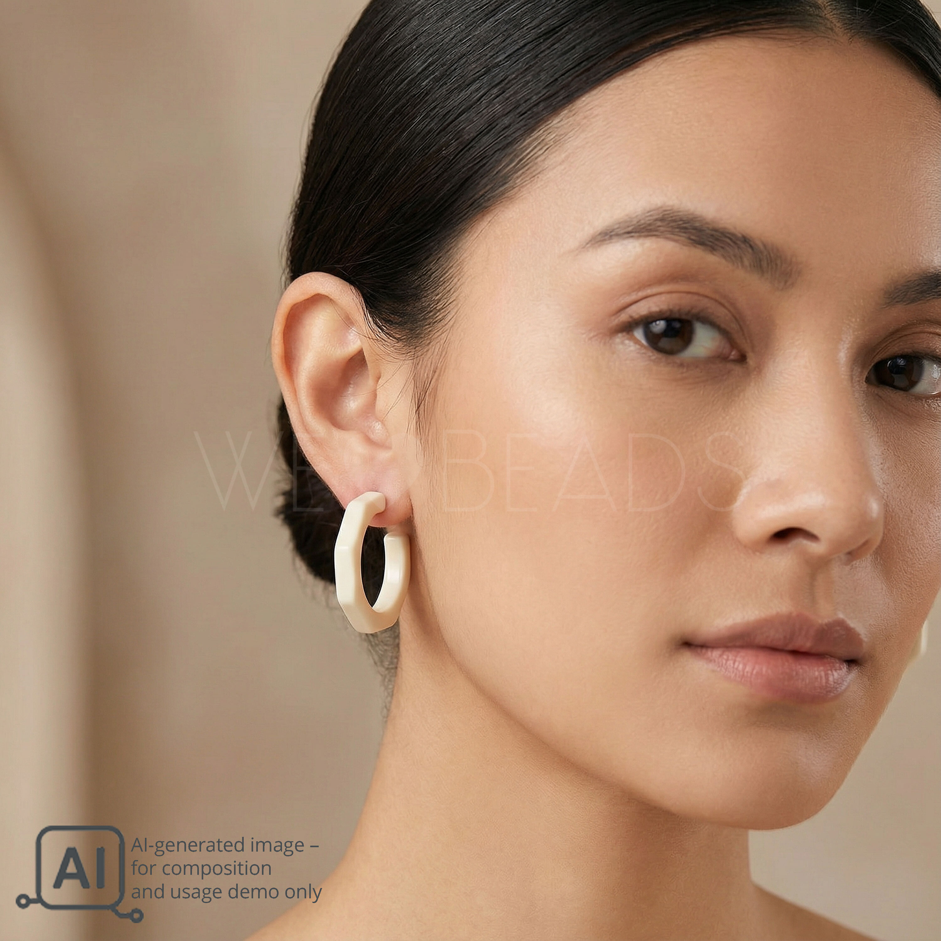 32mm Hexagon Hoop in ivory