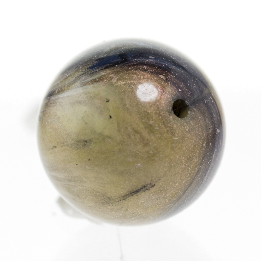 18mm Rundperle in  khaki-oliv  Marmor