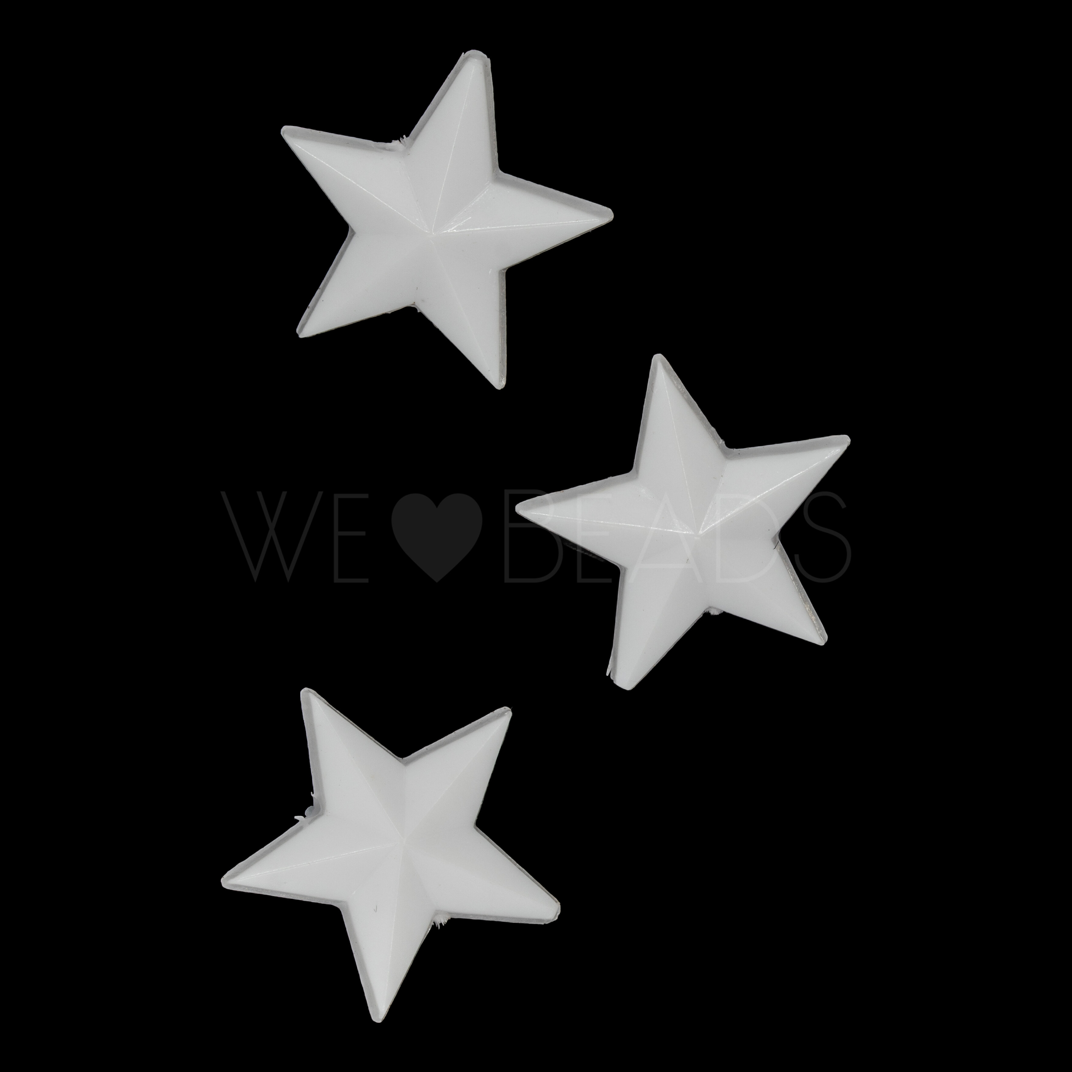 14mm Star Beads in white