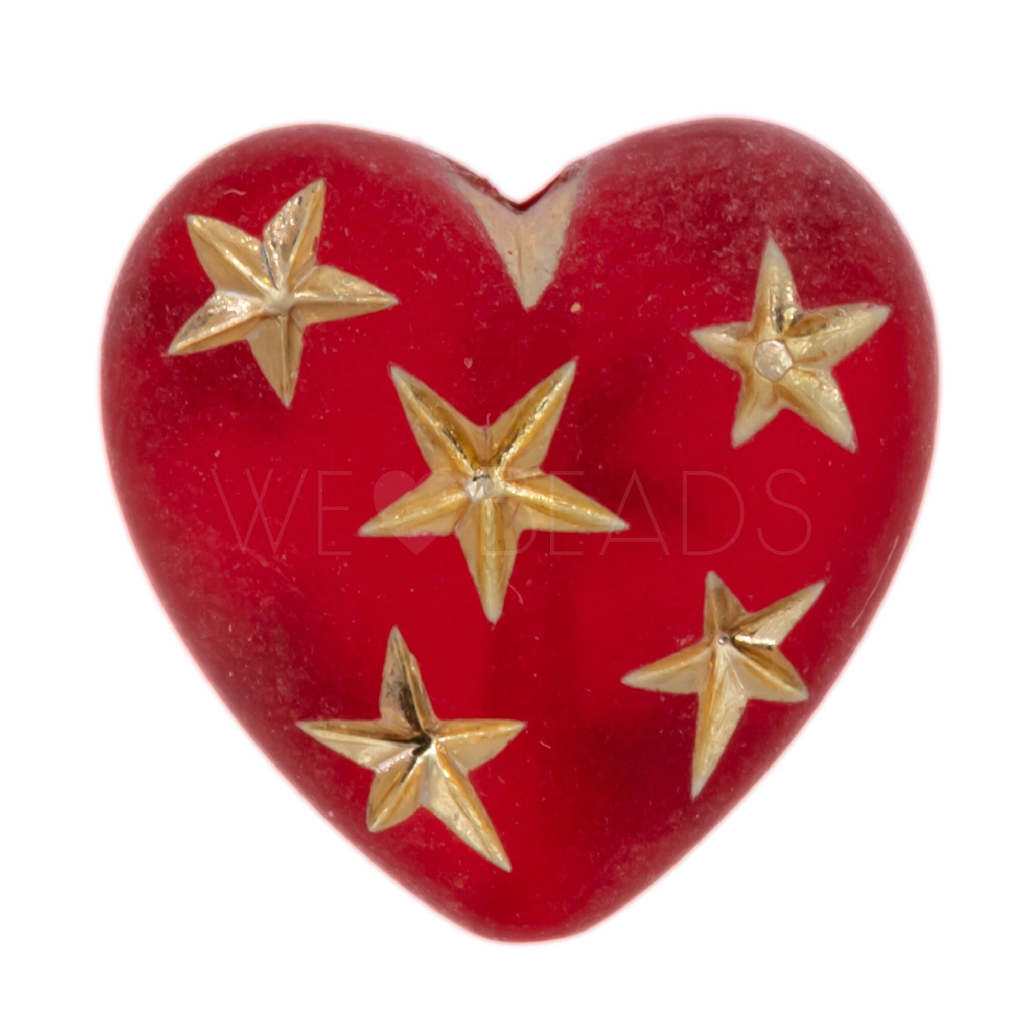 14mm Herz-Perle in rot - gold Transparent