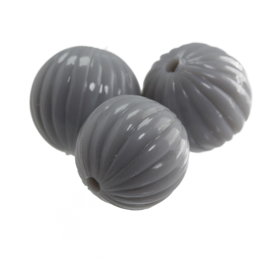 8mm gerillte Rund Perle in grau
