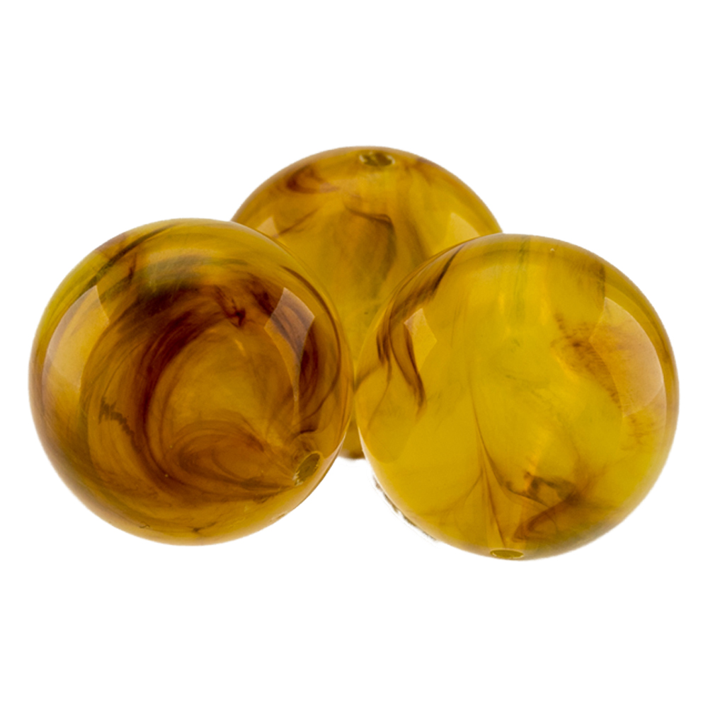 14mm Rundperle in  bernstein hell Marmor