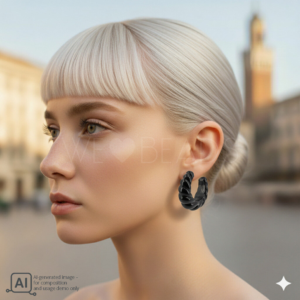 30mm Rund Creole in schwarz