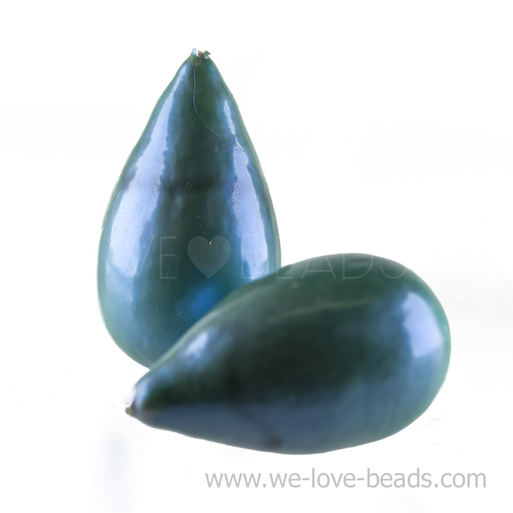 40x23 drop Paper-Mache Bead in pastel turquoise