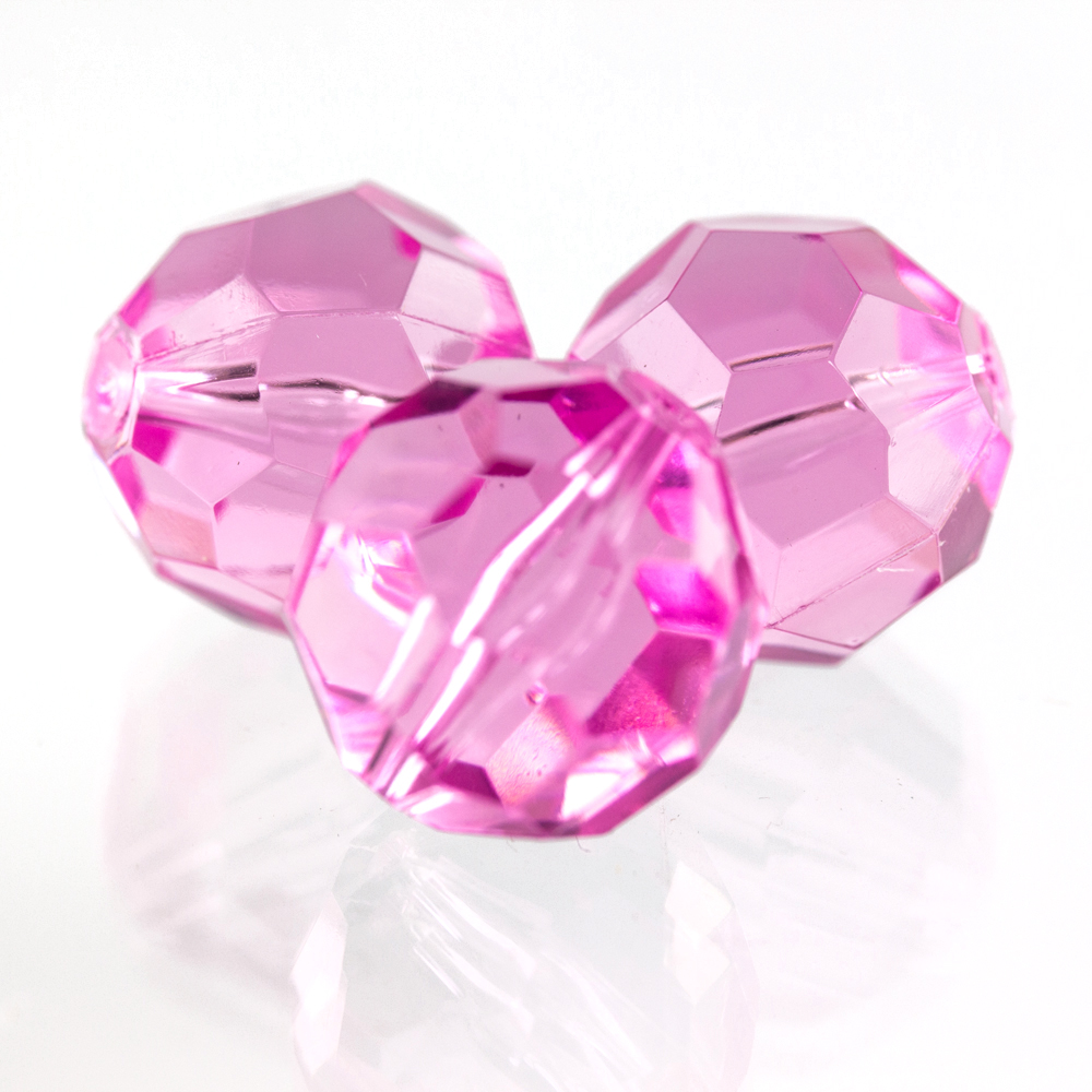 10mm  facettierte Rundperle in  pink Transparent
