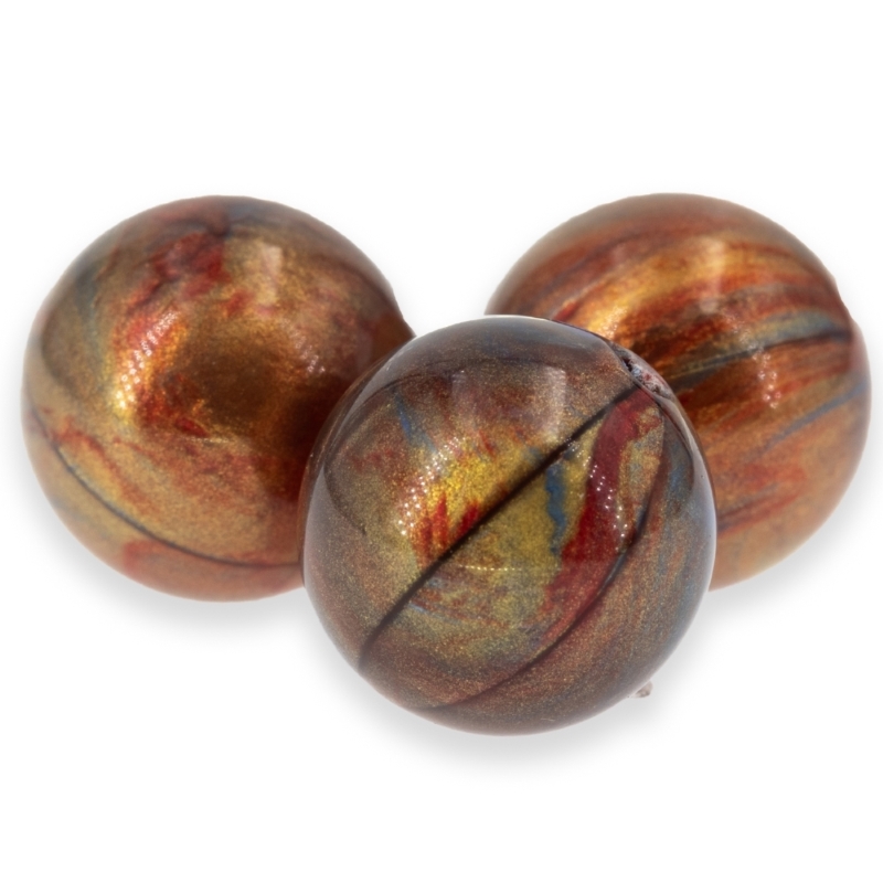 12mm Rundperle in  Sonnensturm kupfer Marmor, Seide