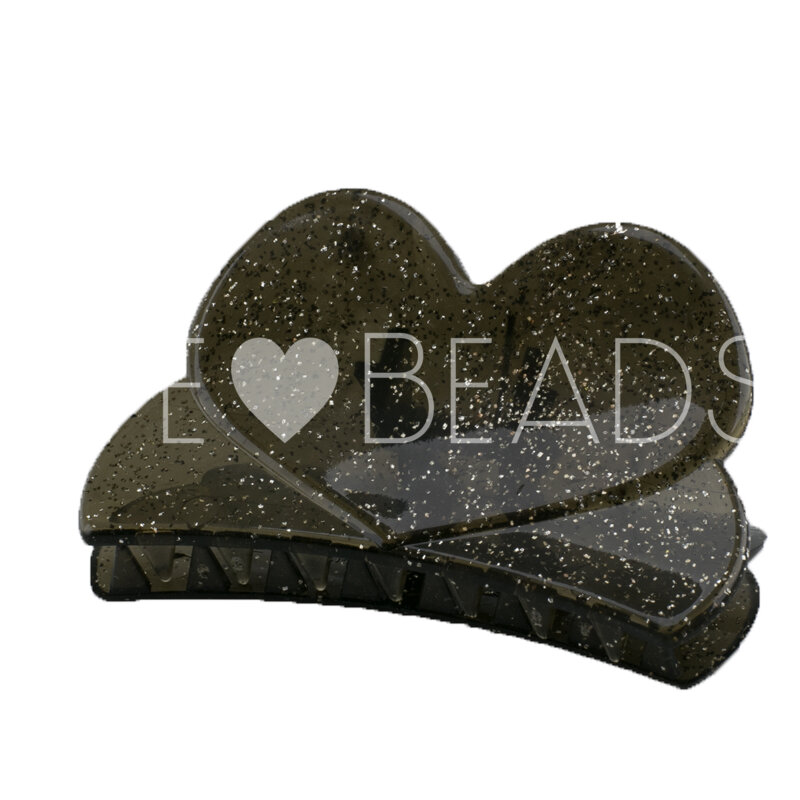 Herz Haarspange in rauchgrau Large