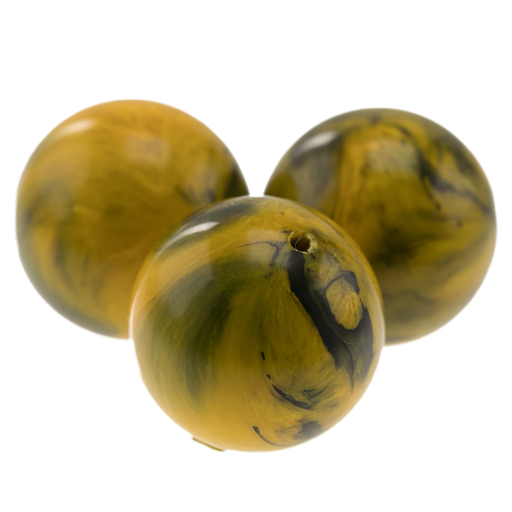 14mm Roundbead in easter flower yellow Marbled