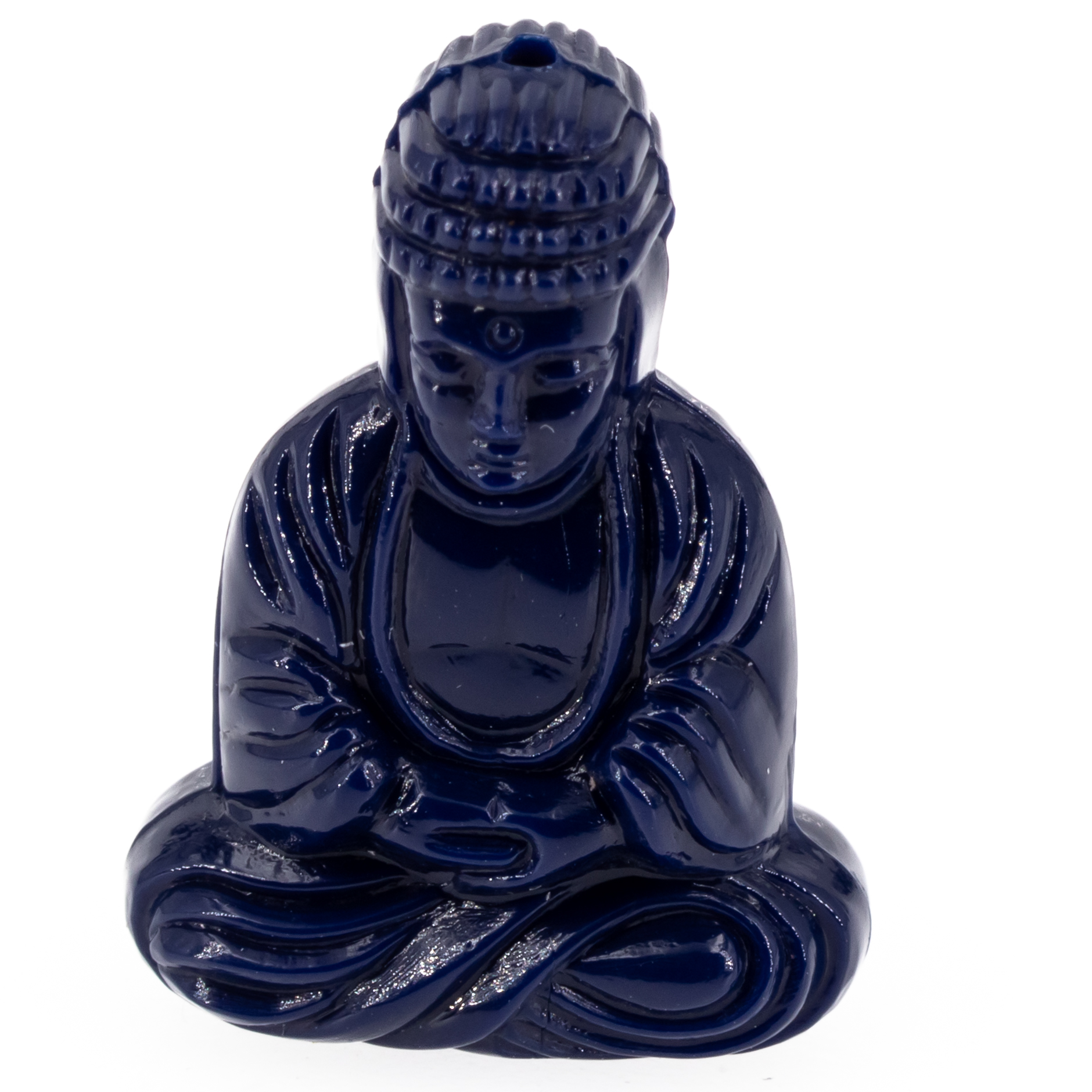 25x18 Buddha-Perle sitzend in stahlblau Satt