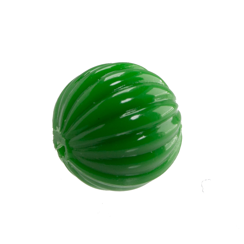 10mm grooved Round  Beads in green