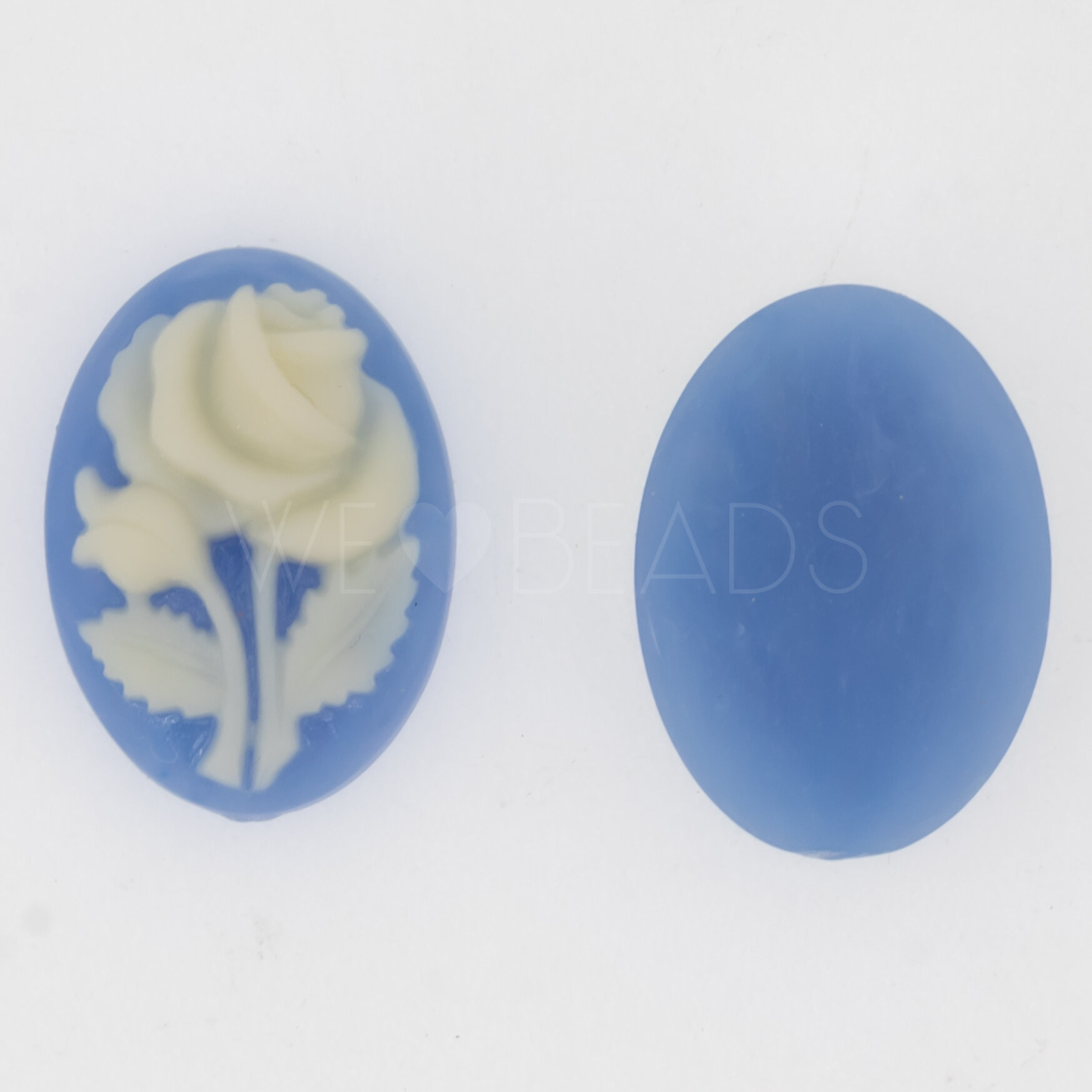 18x13 Kamee "Rose" oval in Blau / Elfenbein